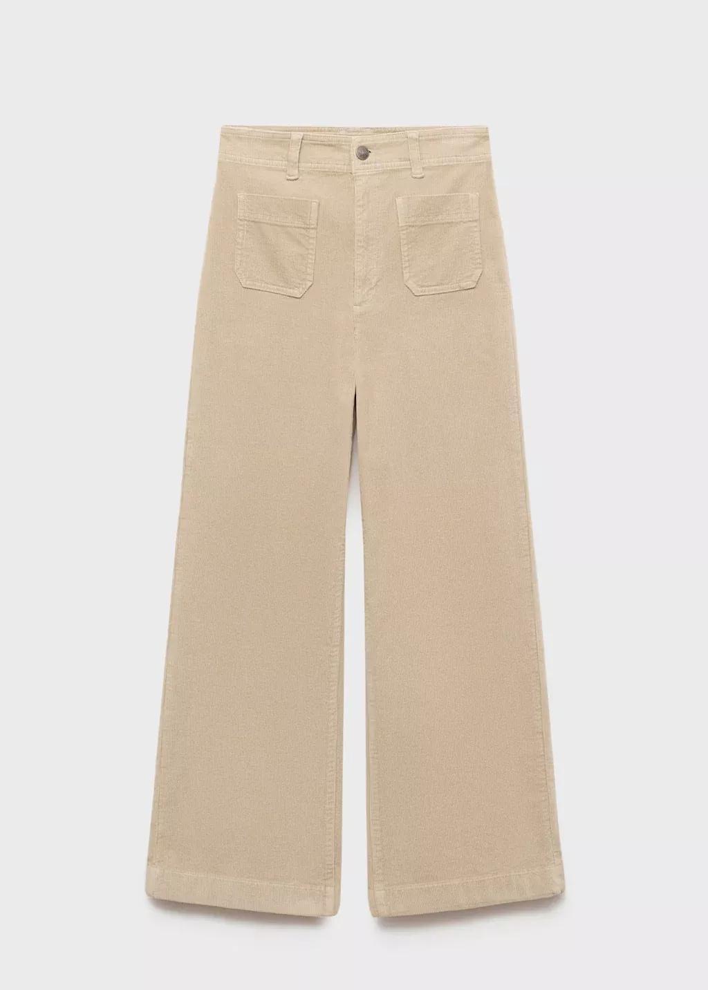 Beige Catherin Culotte Corduroy Trousers, , large image number 4