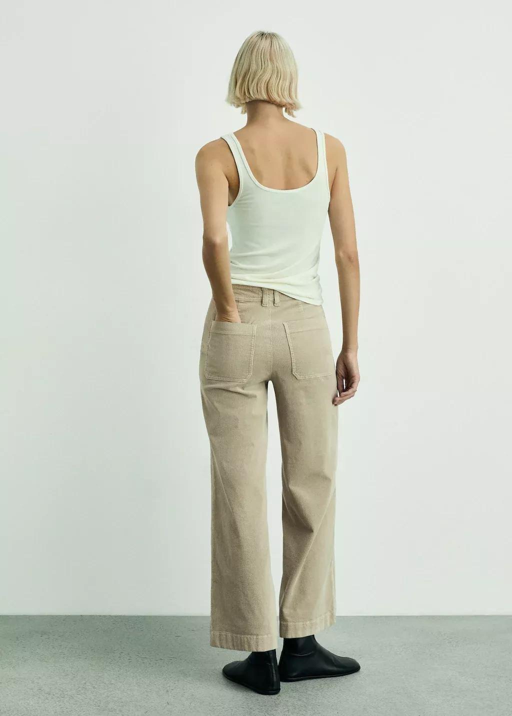Beige Catherin Culotte Corduroy Trousers, , large image number 6