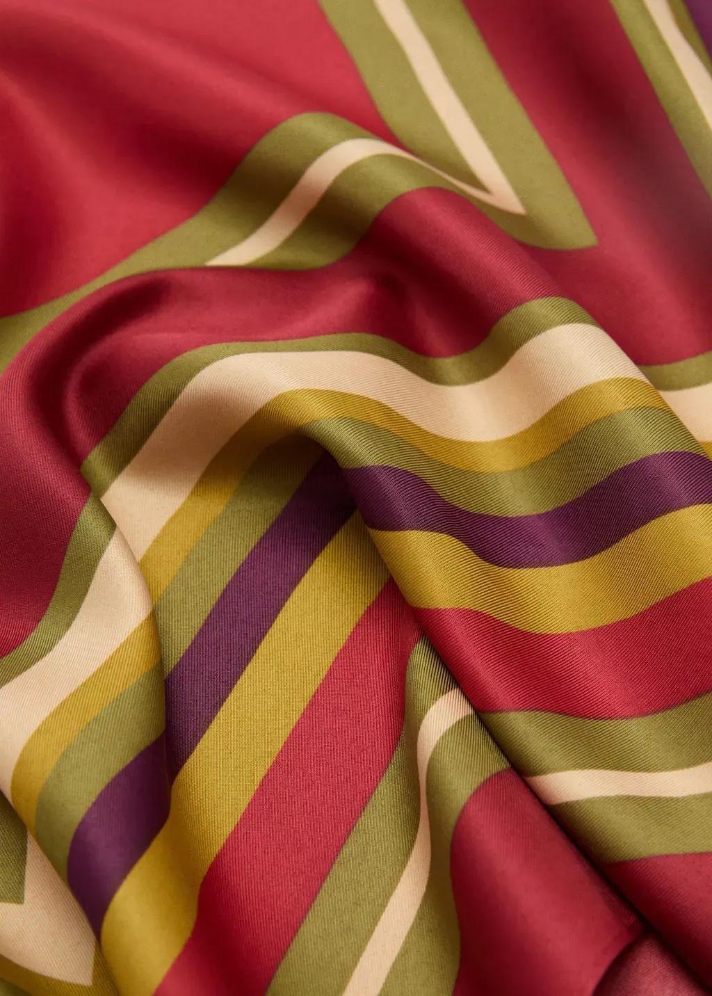 Red Geometric Printed Foulard, 0201_70, large image number 0