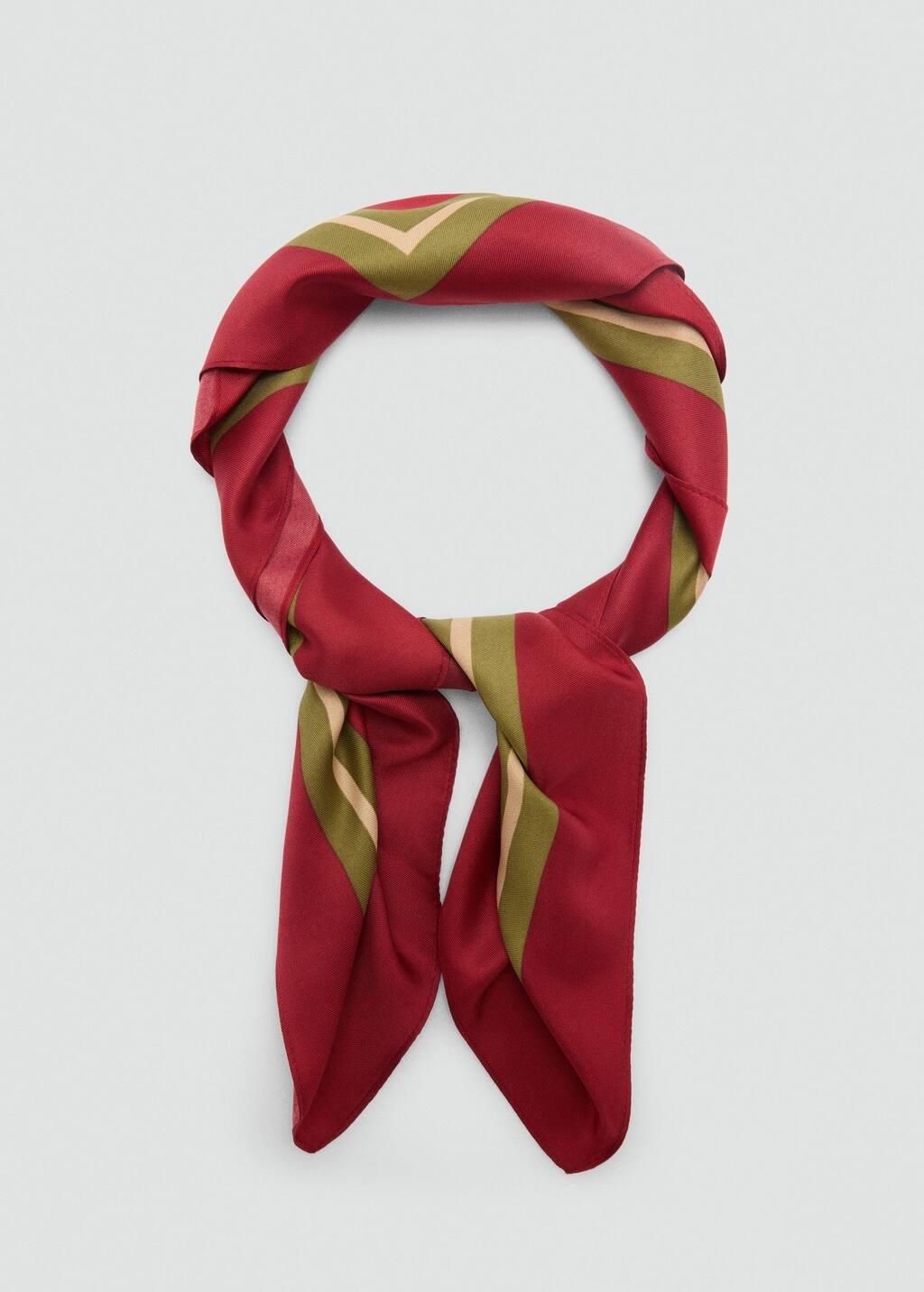 Red Geometric Printed Foulard, 0201_70, large image number 1