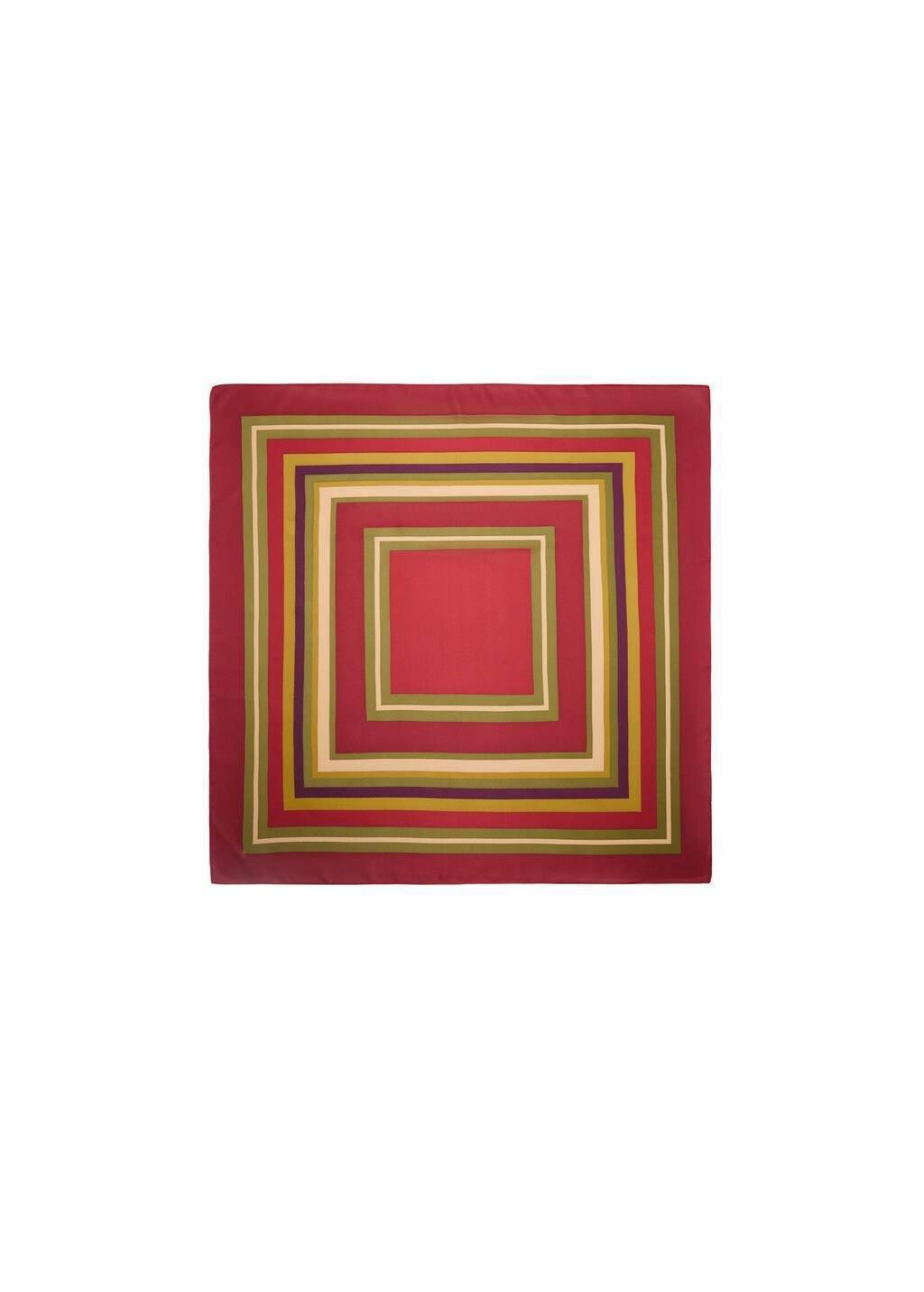 Red Geometric Printed Foulard, 0201_70, large image number 2