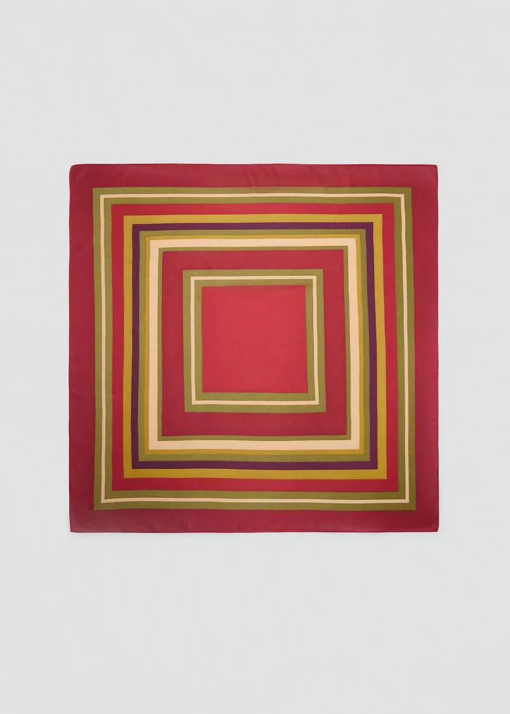 Red Geometric Printed Foulard, 0201_70, large image number 3