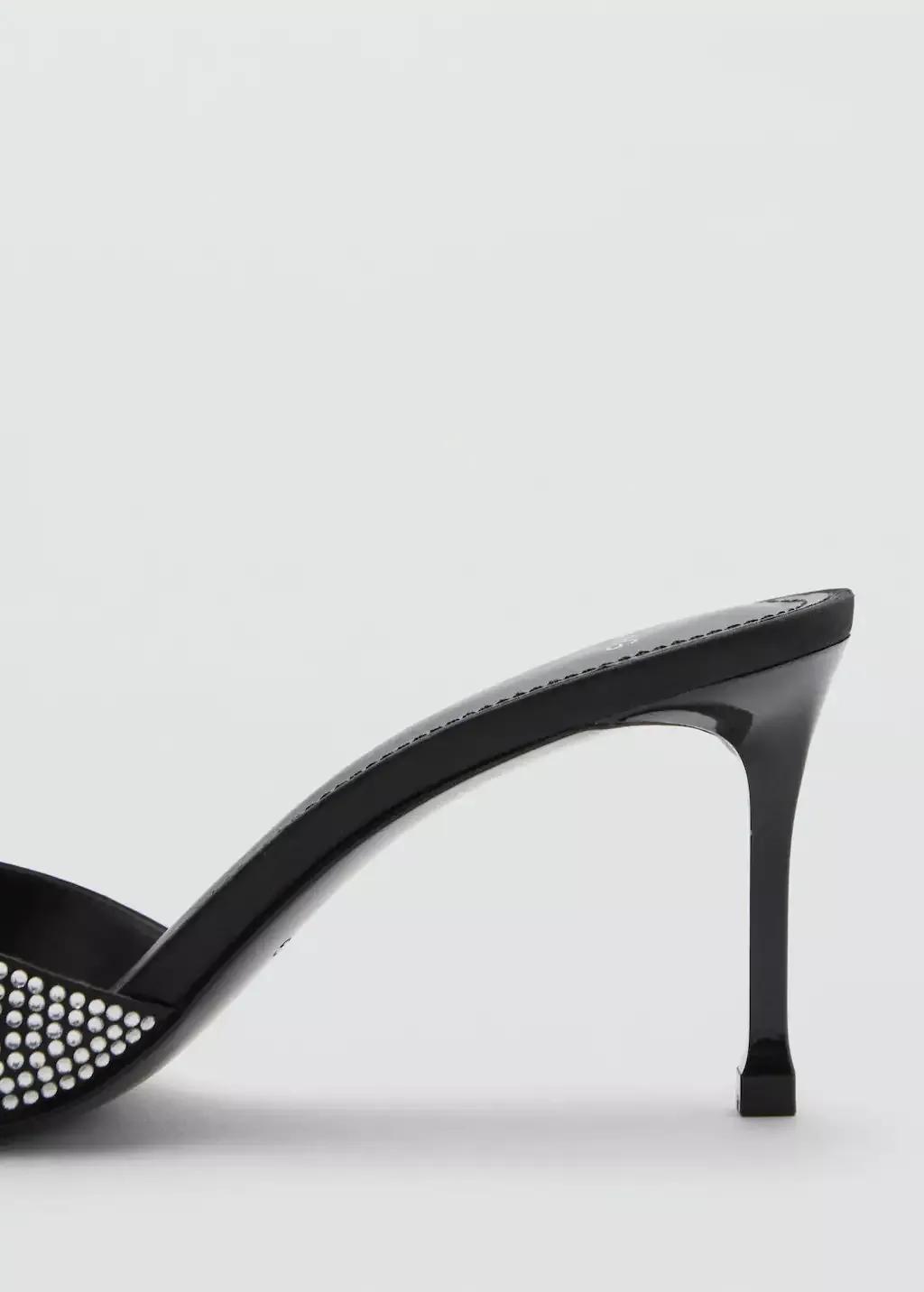 Black Rhinestone Heeled Slingback Sandal, , large image number 1