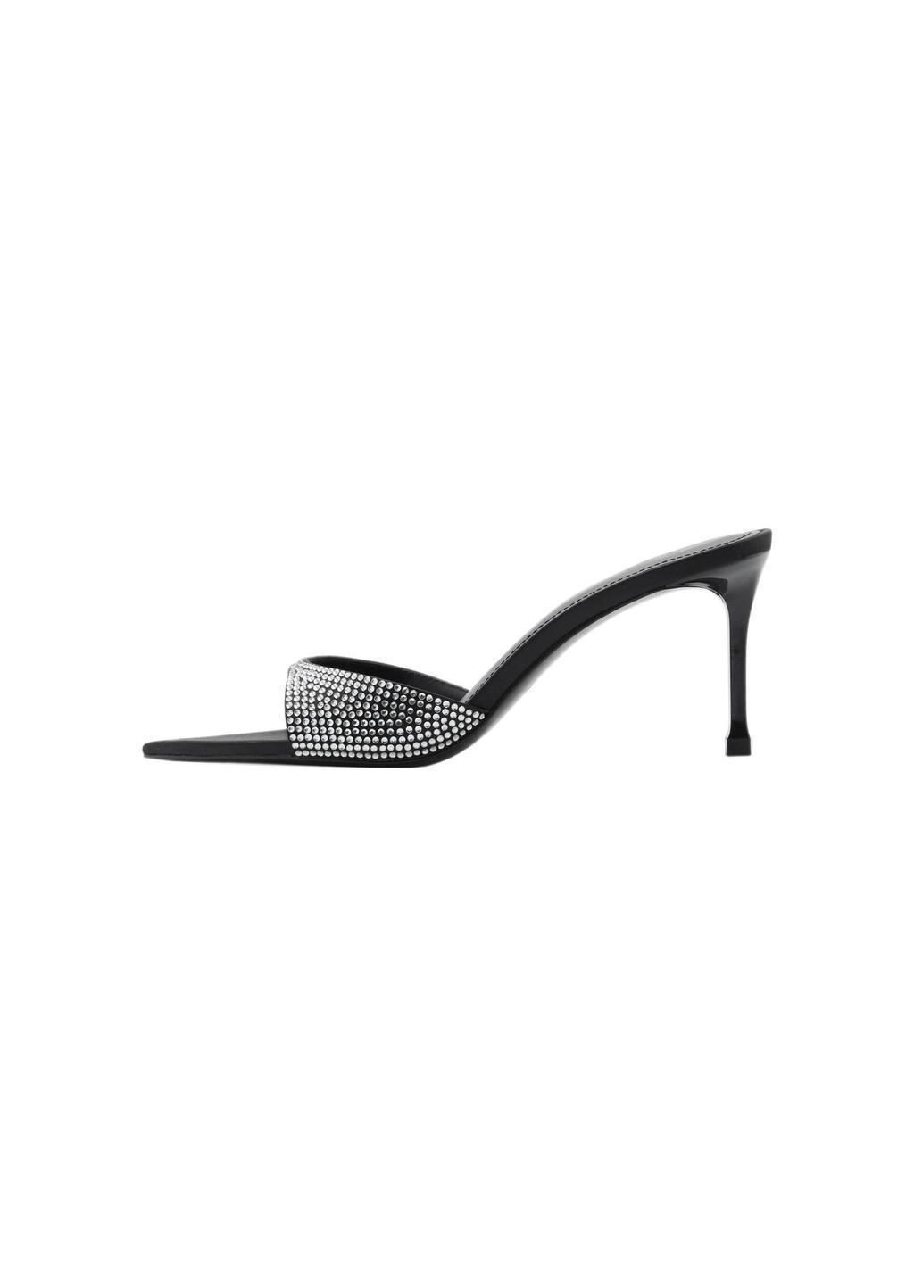Black Rhinestone Heeled Slingback Sandal, , large image number 2