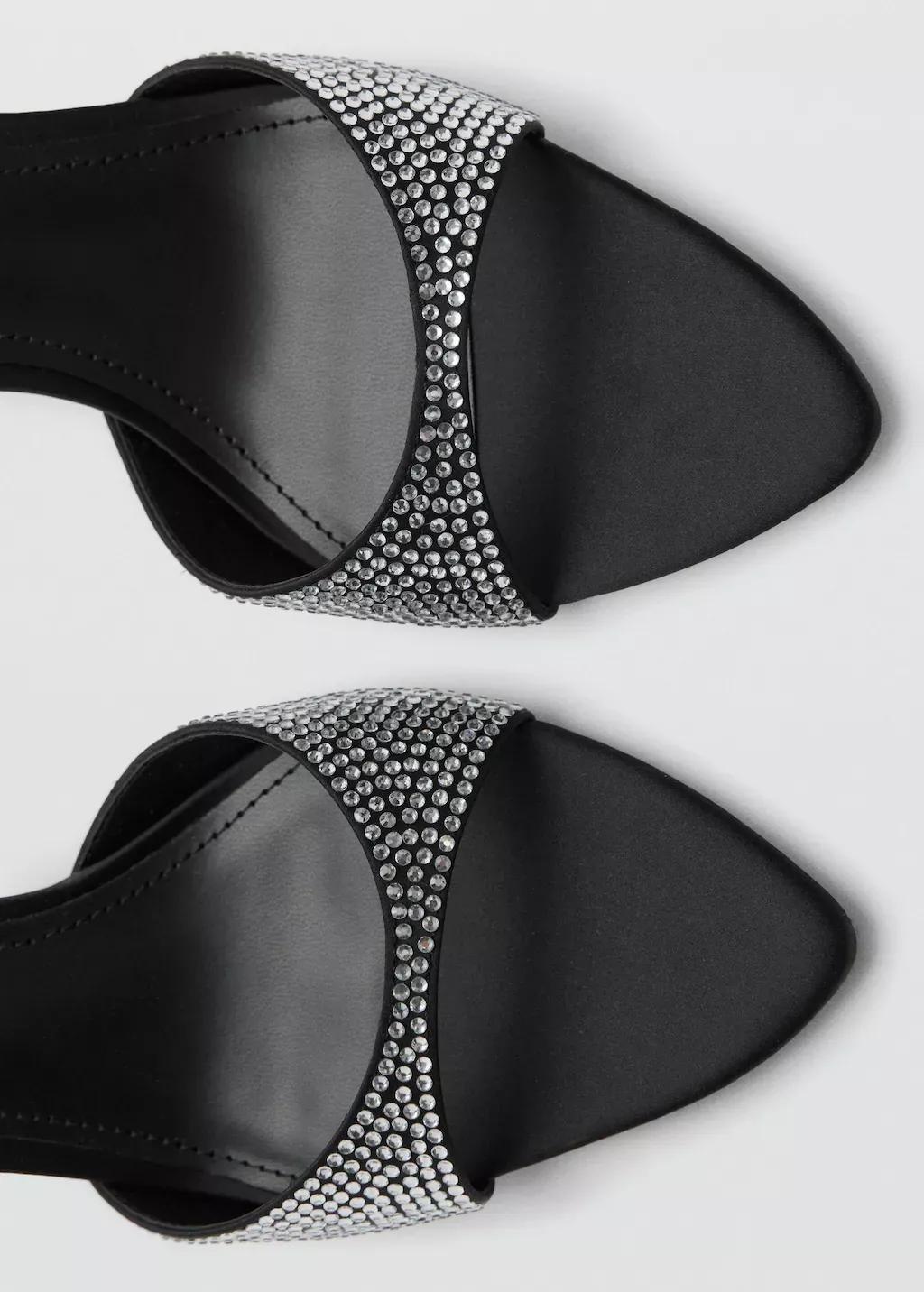 Black Rhinestone Heeled Slingback Sandal, , large image number 3