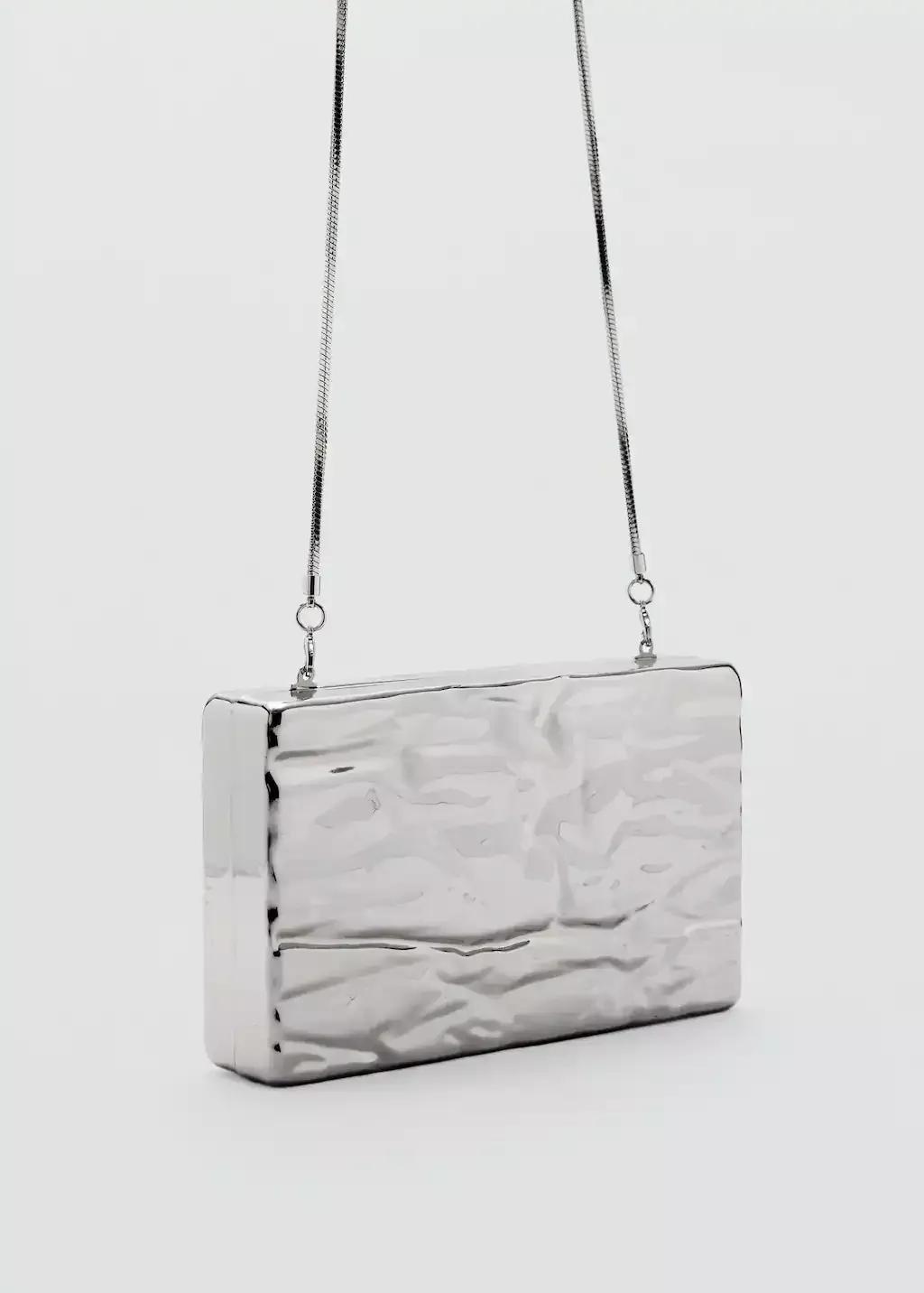 Silver Textured Clutch Bag, Silver, large image number 0