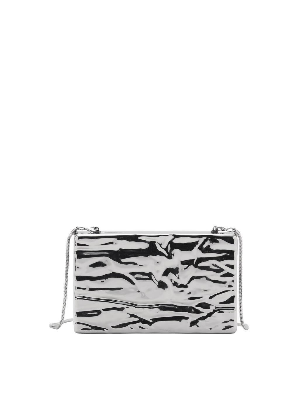 Silver Textured Clutch Bag, Silver, large image number 2