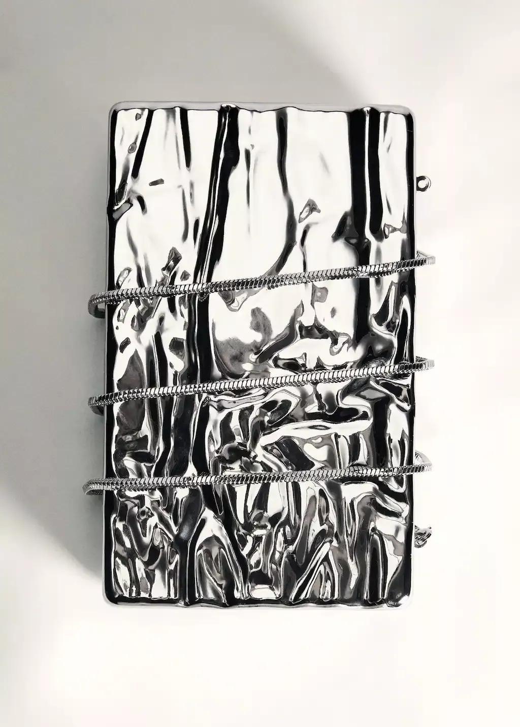 Silver Textured Clutch Bag, Silver, large image number 5