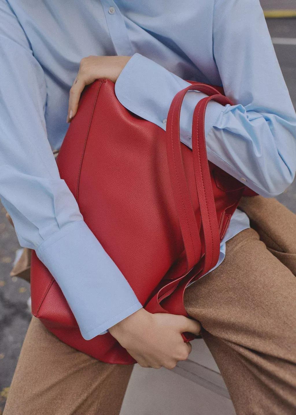 Red Shopper Bag With Double Handle, Red, large image number 5