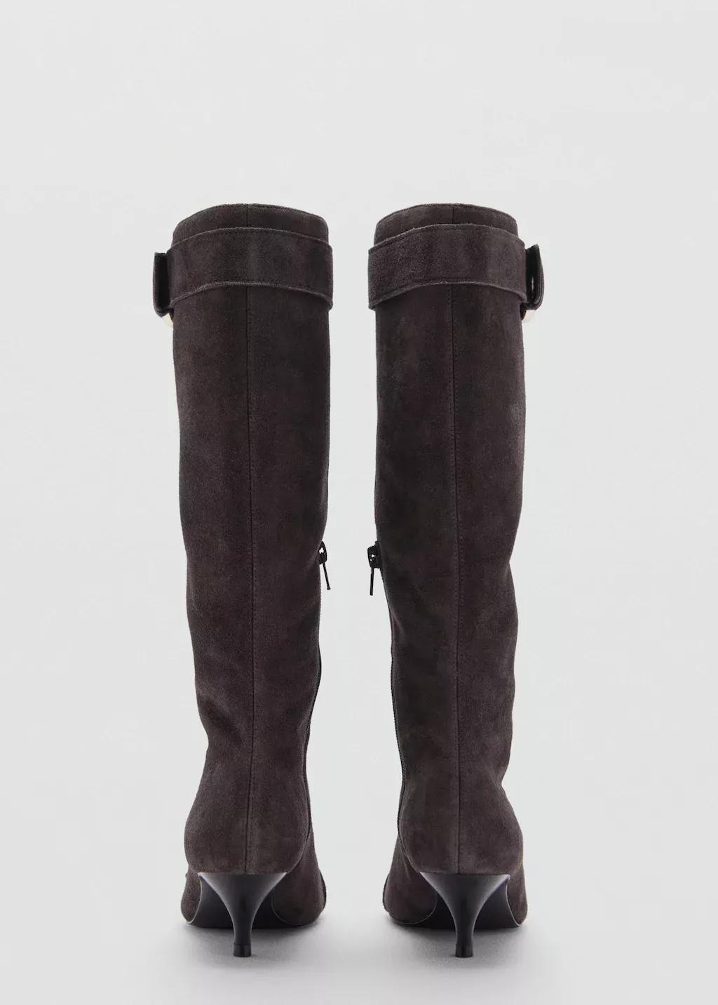 Brown Suede Leather Boot With Buckle Detail, , large image number 1