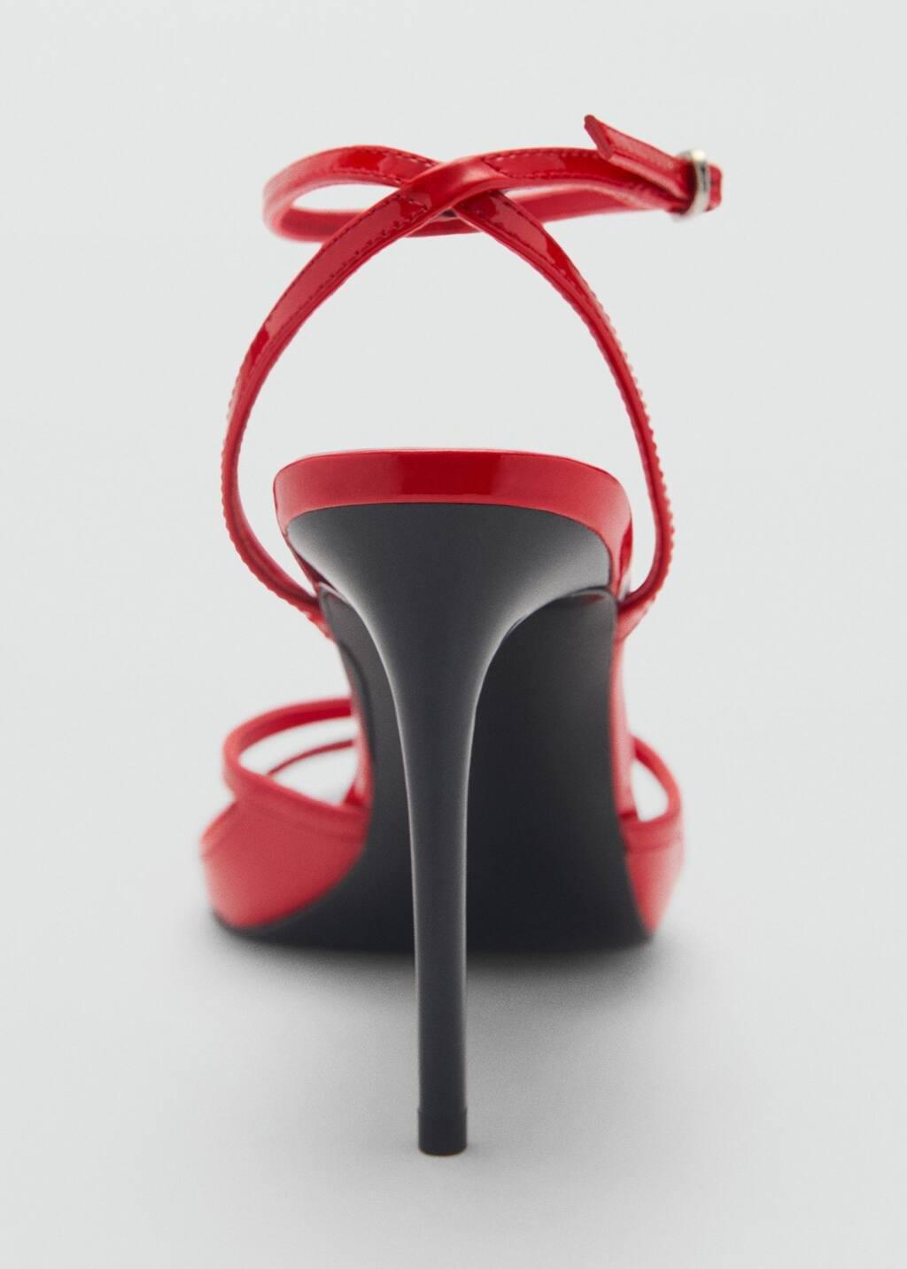 Red Leather Heeled Sandal With Metallic Toe, , large image number 1