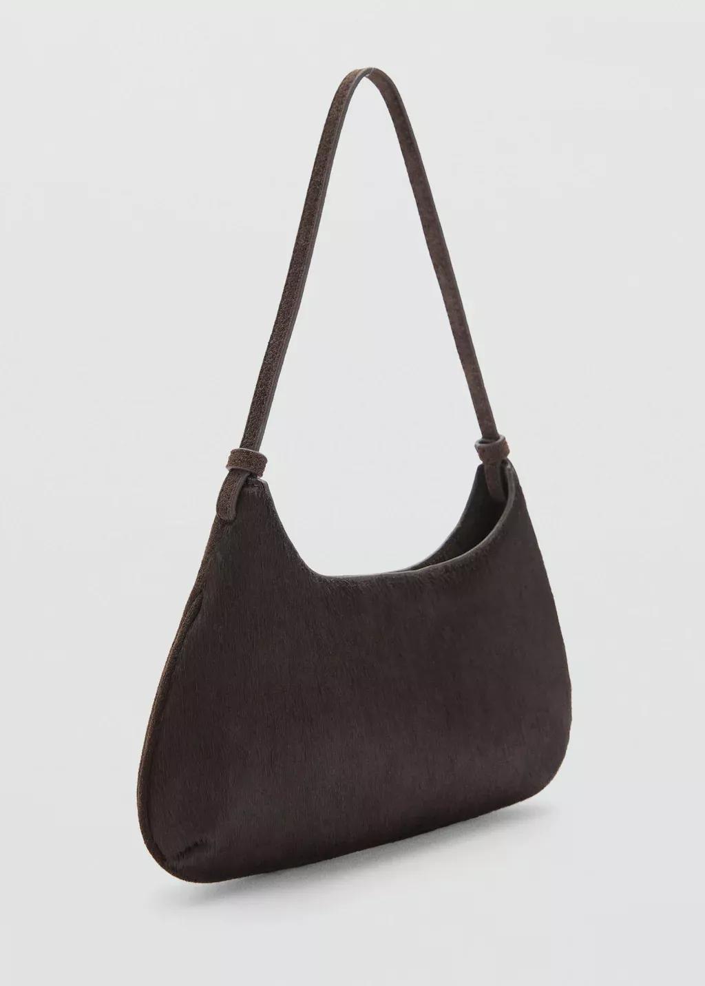 Brown Cow Leather Shoulder Bag, Dark Brown, large image number 0