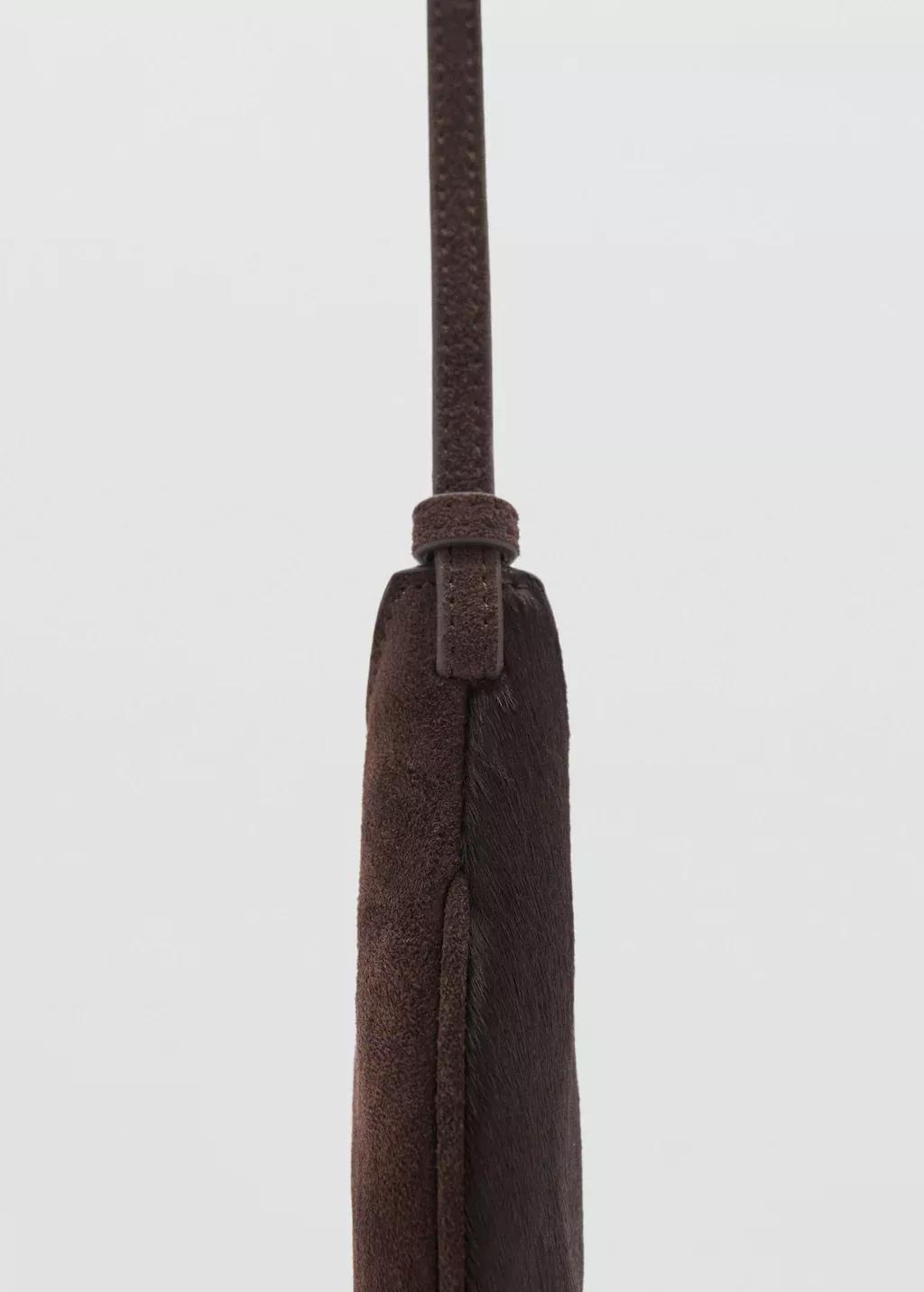 Brown Cow Leather Shoulder Bag, Dark Brown, large image number 1