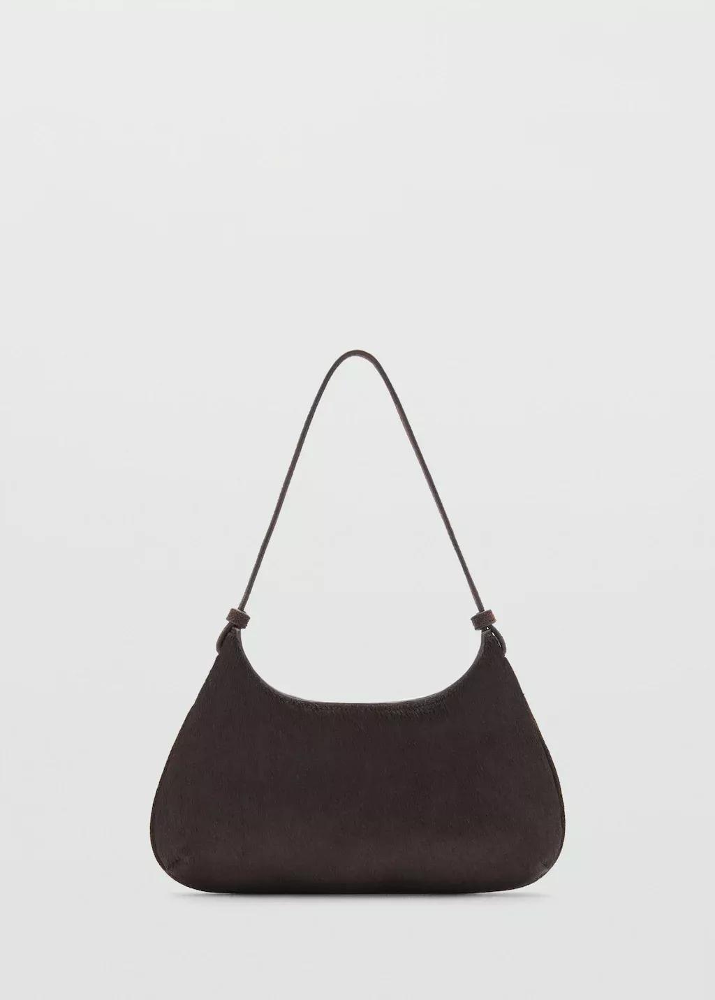 Brown Cow Leather Shoulder Bag, Dark Brown, large image number 4