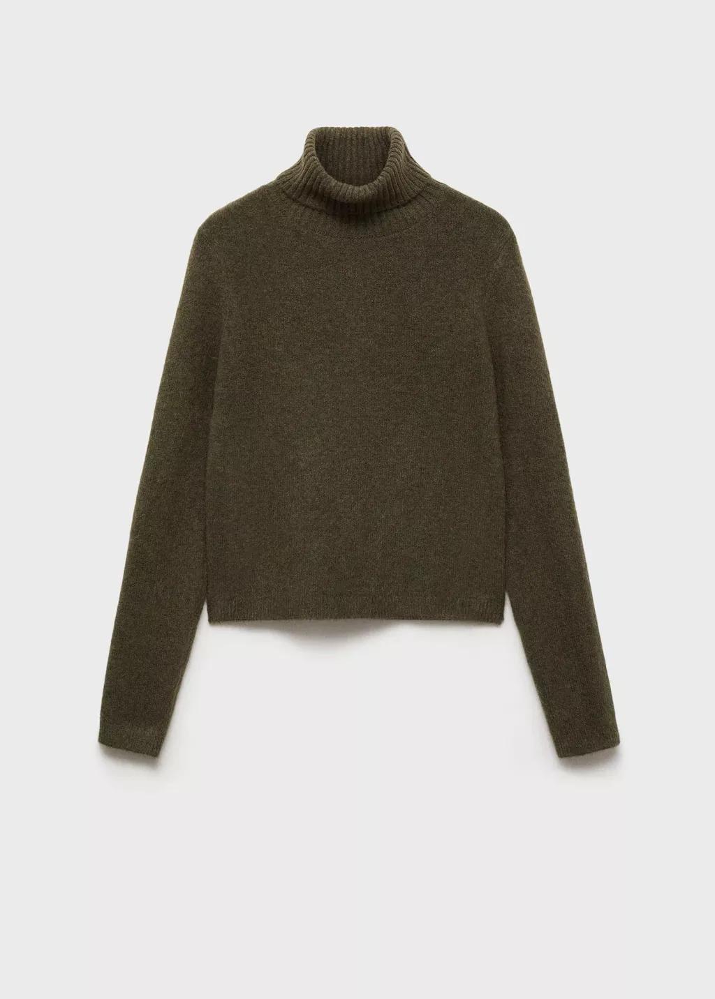Khaki Turtle Neck Sweater, , large image number 4