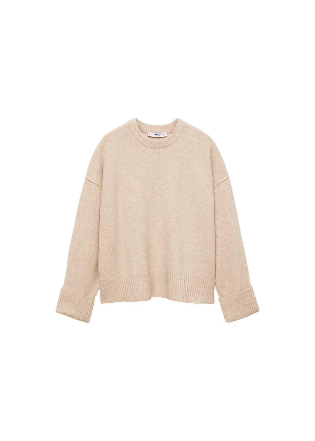 Beige Rolled-Up Sleeves Sweater, , large image number 2