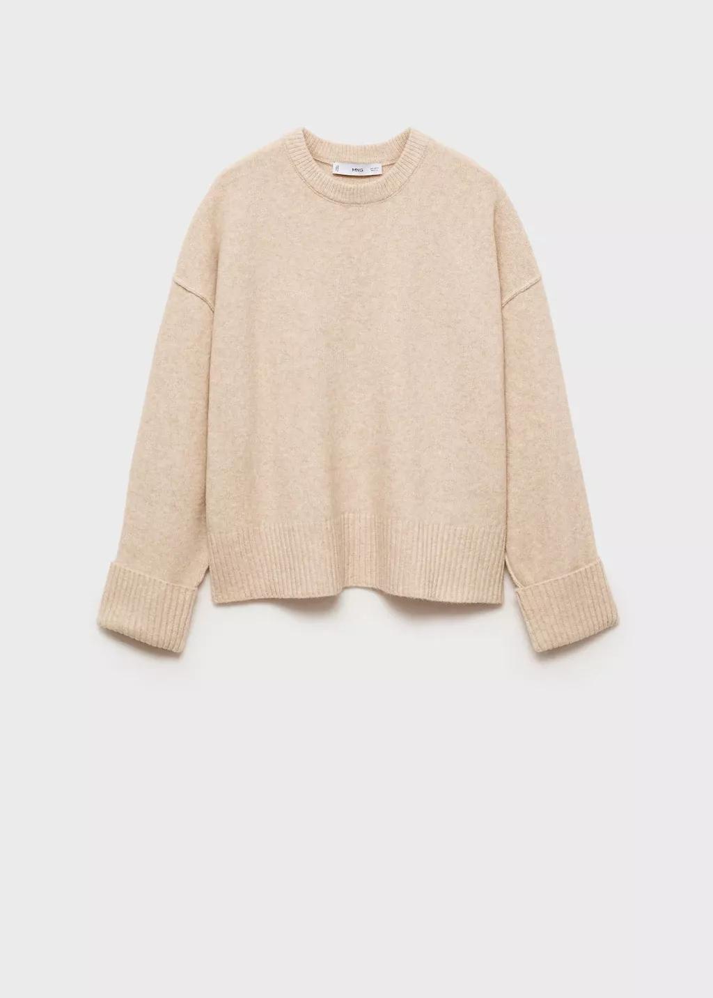 Beige Rolled-Up Sleeves Sweater, , large image number 4