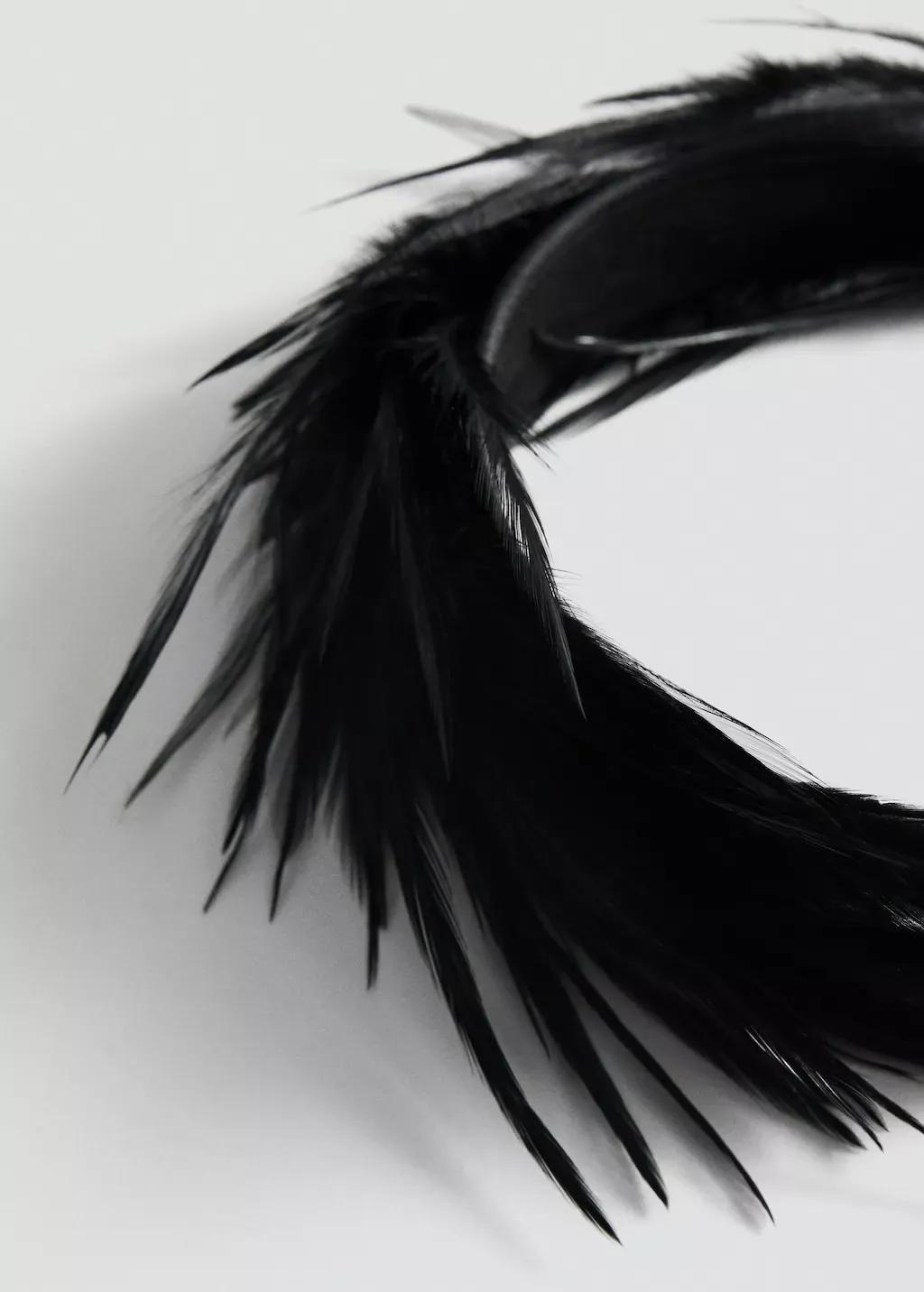 Black Feather Hairband, Black, large image number 0