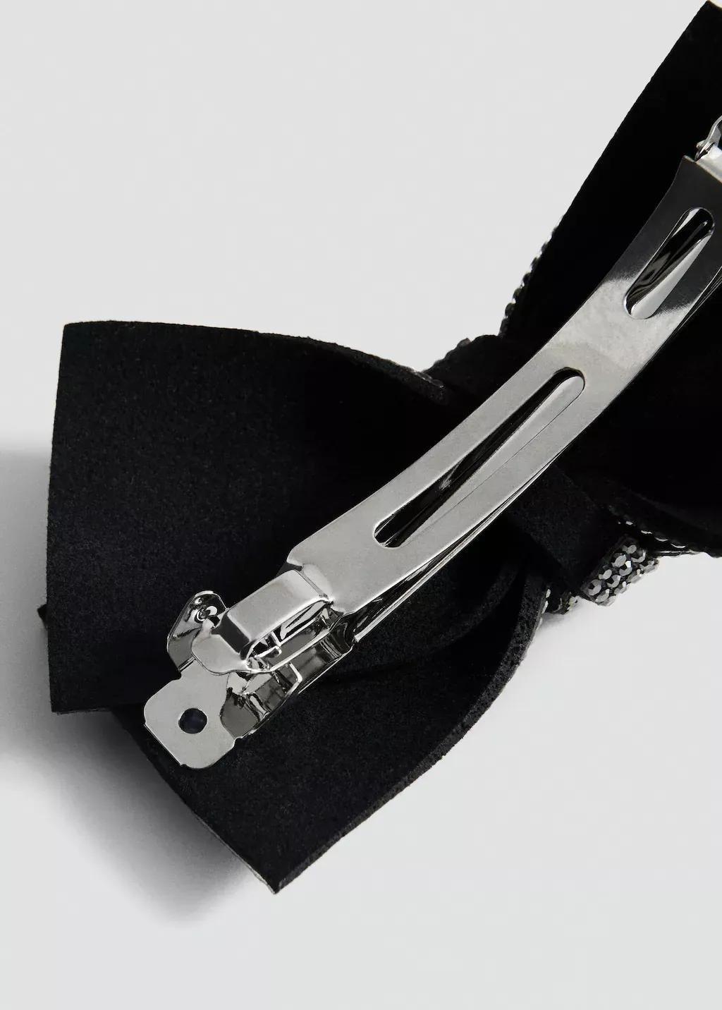 Black Bow Hair Clip, Black, large image number 0
