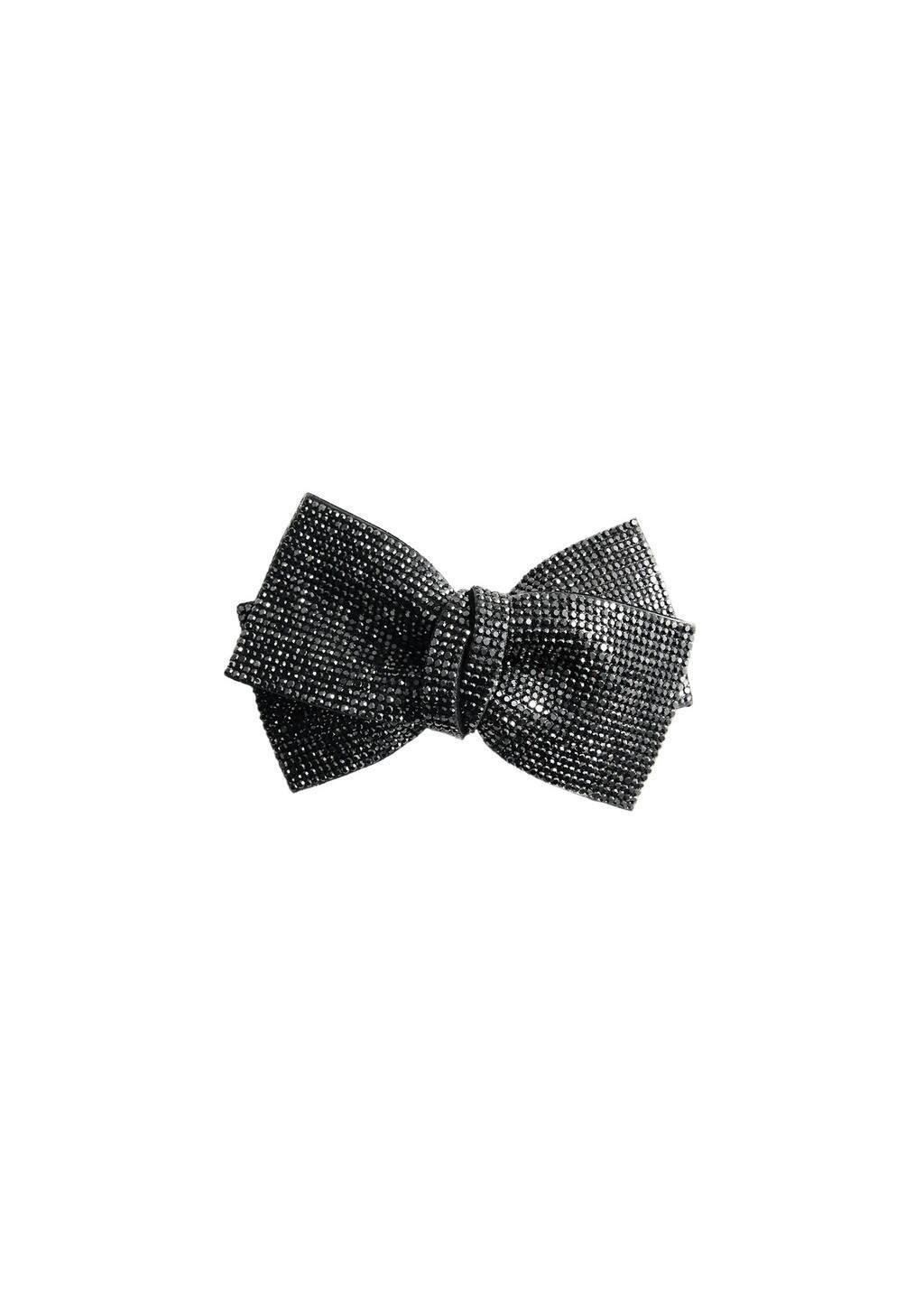 Black Bow Hair Clip, Black, large image number 1