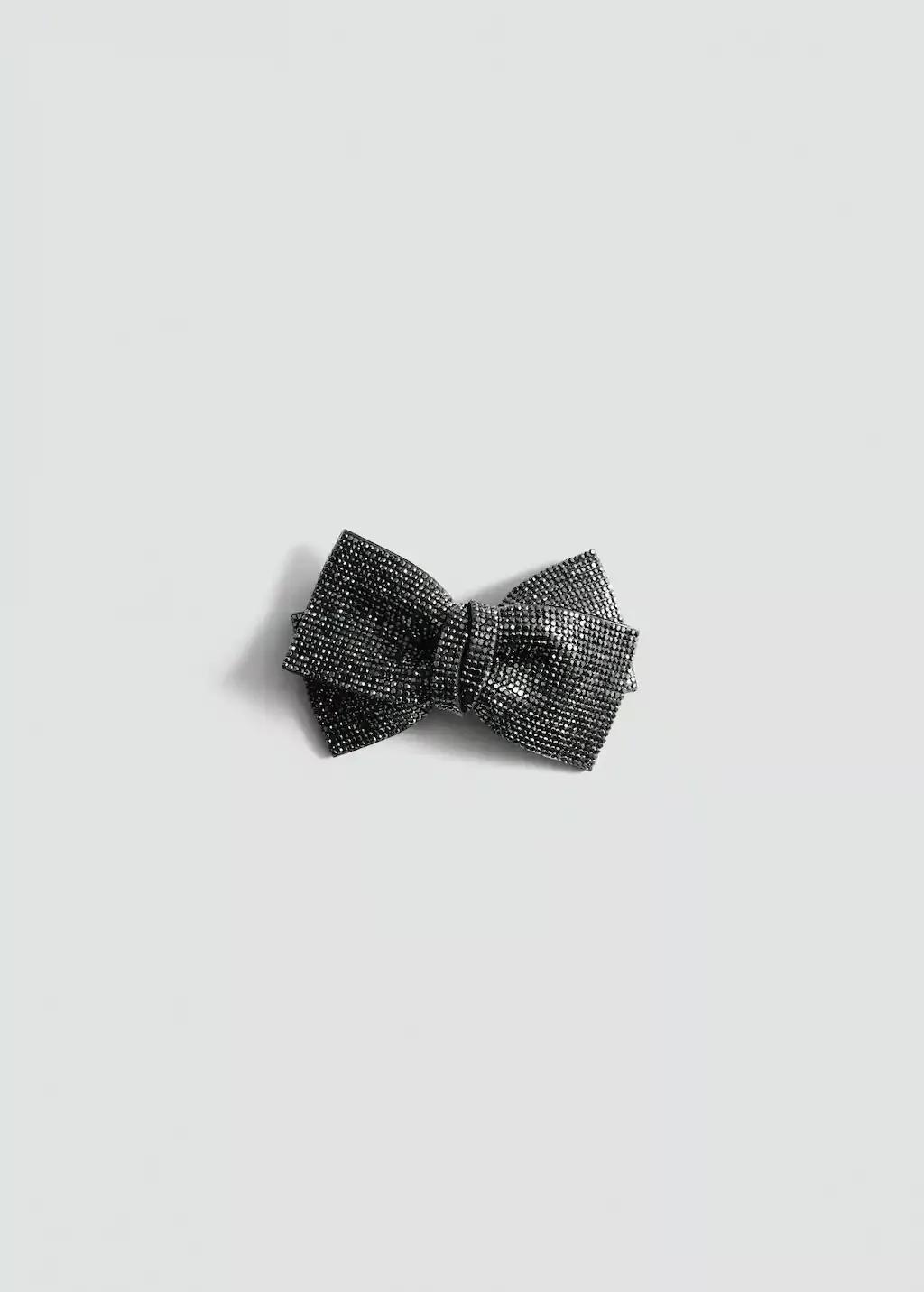 Black Bow Hair Clip, Black, large image number 2