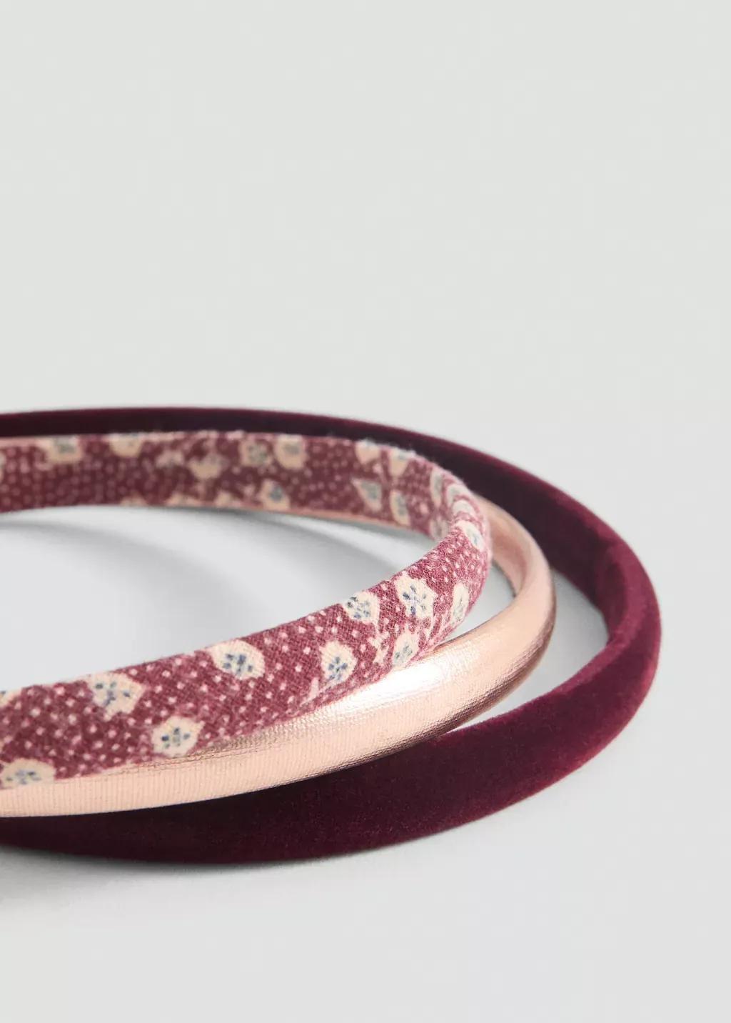 Red Set Of 3 Headbands, Kids Girl, Dark Red, large image number 0