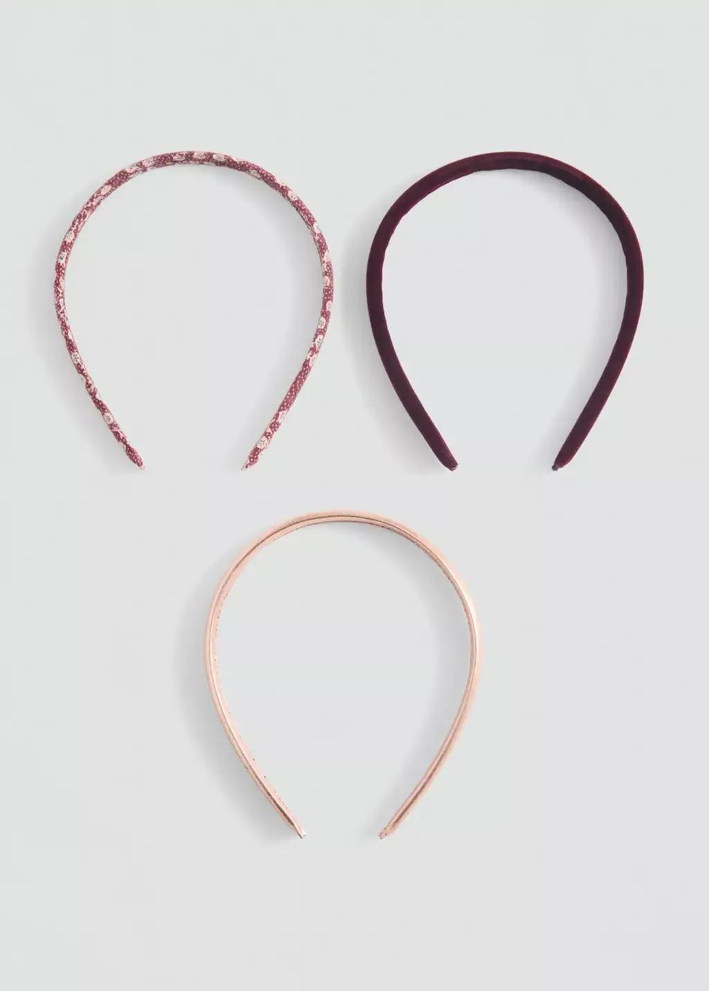 Red Set Of 3 Headbands, Kids Girl, Dark Red, large image number 2