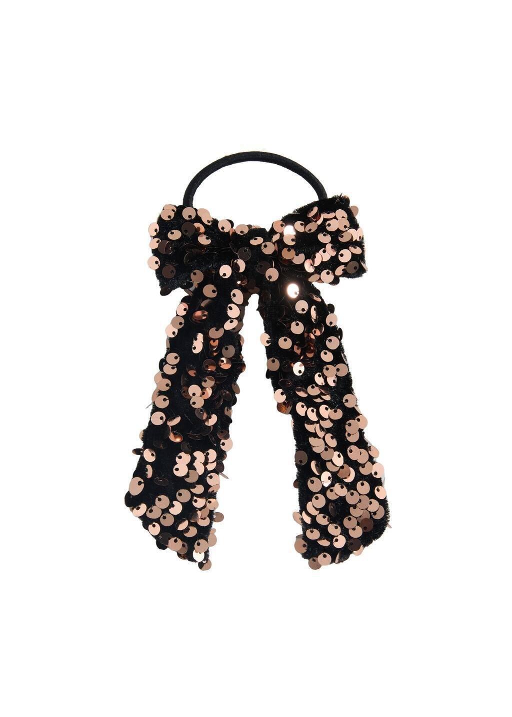 Gold Bow Scrunchie, Kids Girl, Gold, large image number 1