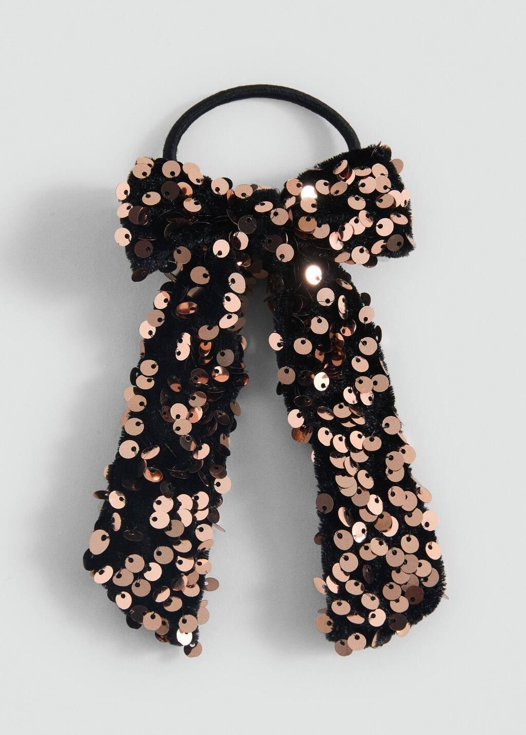 Gold Bow Scrunchie, Kids Girl, Gold, large image number 2