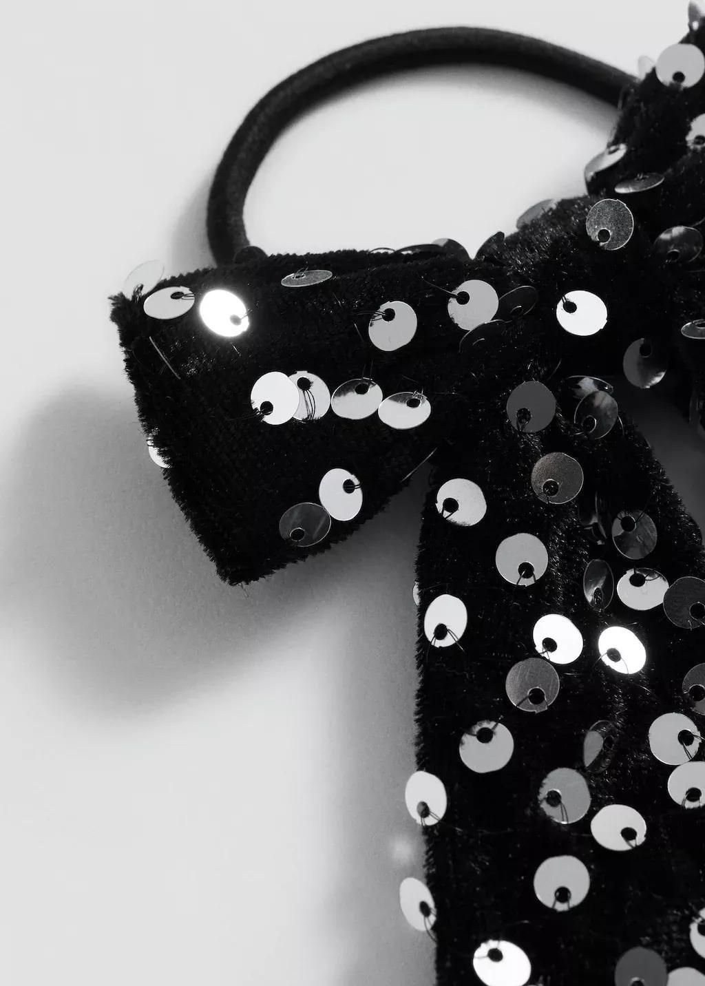 Silver Bow Scrunchie, Kids Girls, Silver, large image number 0