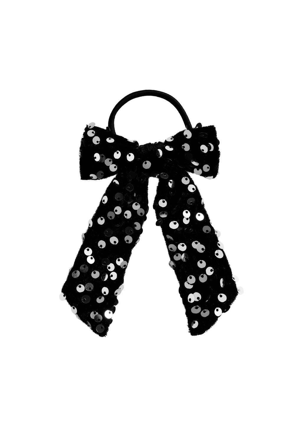 Silver Bow Scrunchie, Kids Girls, Silver, large image number 1