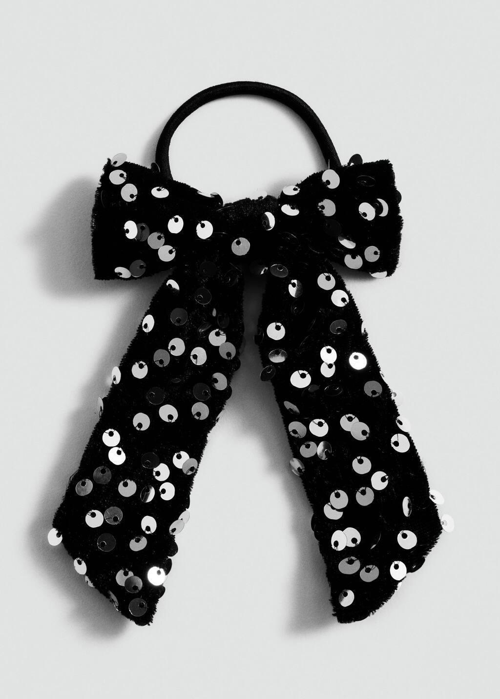 Silver Bow Scrunchie, Kids Girls, Silver, large image number 2