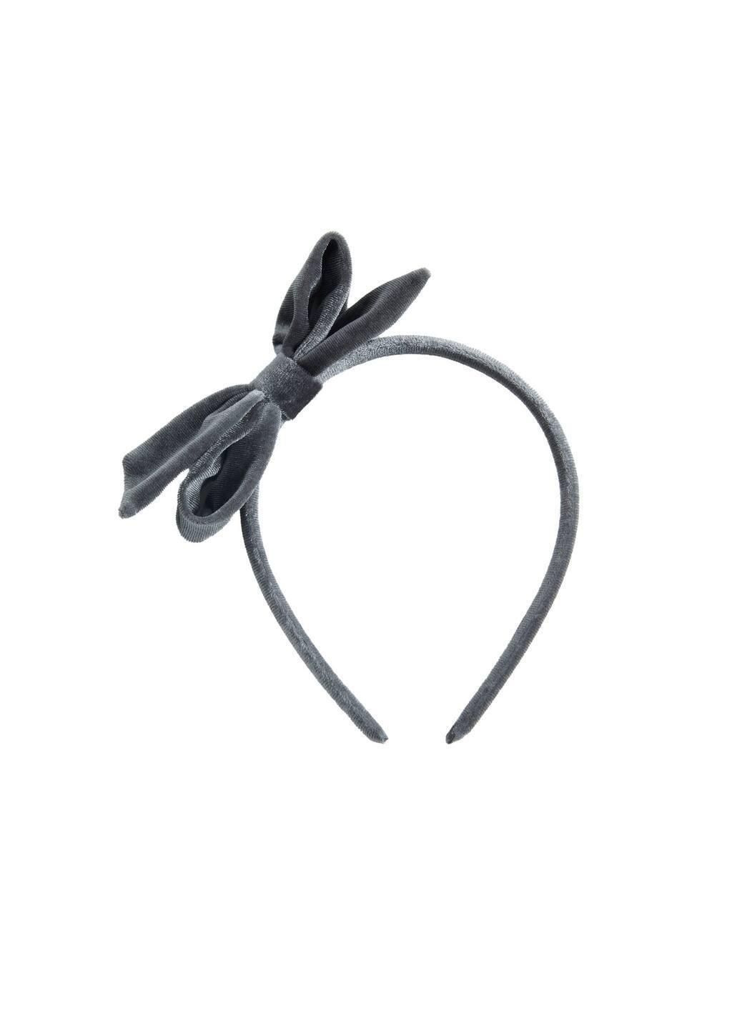 Grey Bow Hairband, Kids Girl, Grey, large image number 1