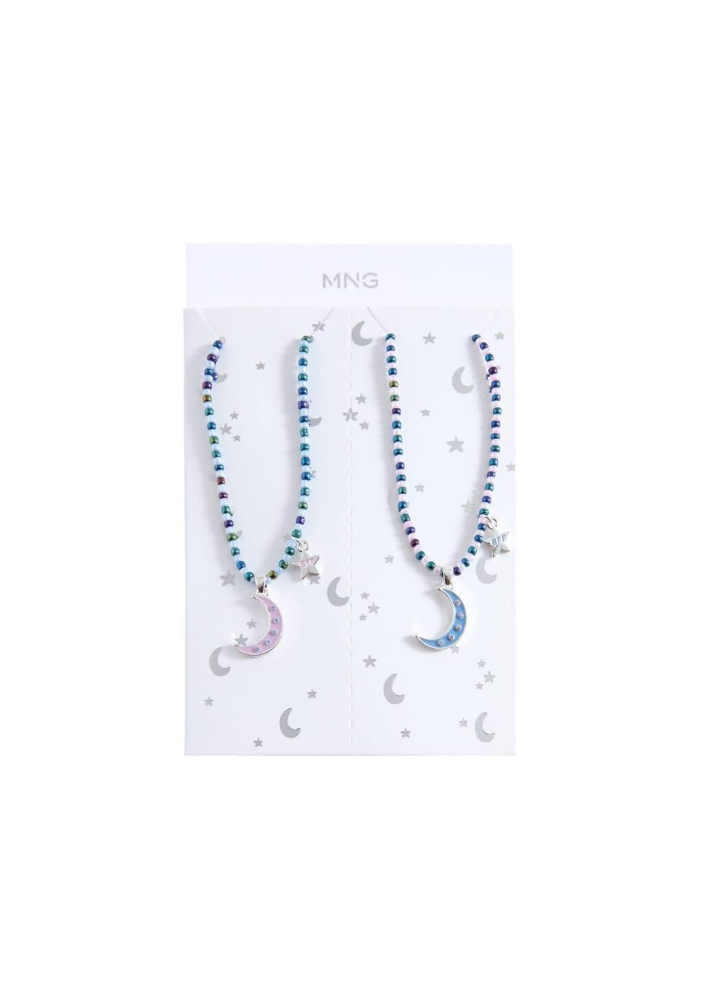 Blue Set 2 Combined Necklaces, Kids Girl, Medium Blue, large image number 2