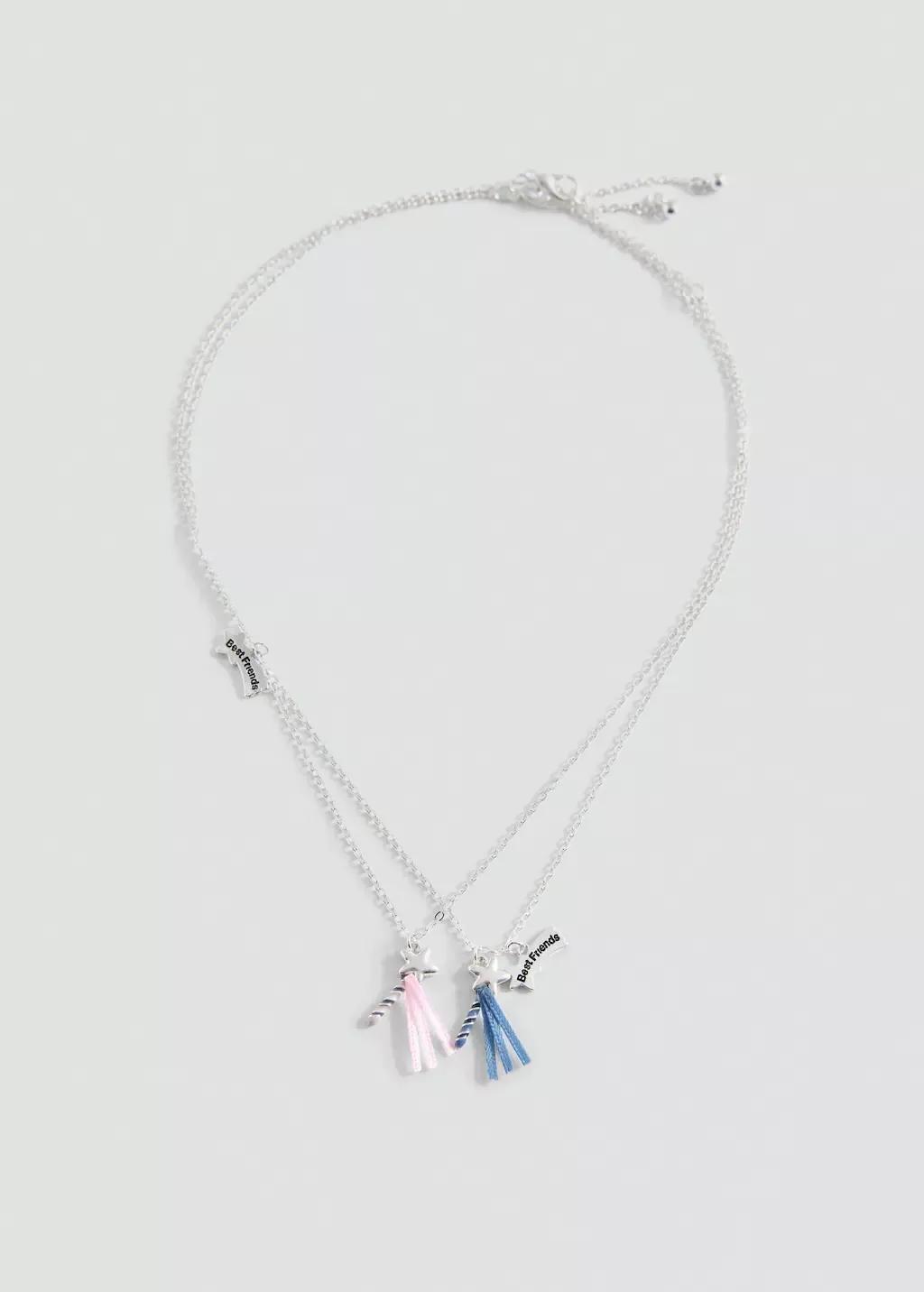 Silver 2 Pack Best Friends Necklace, Kids Girl, Silver, large image number 0