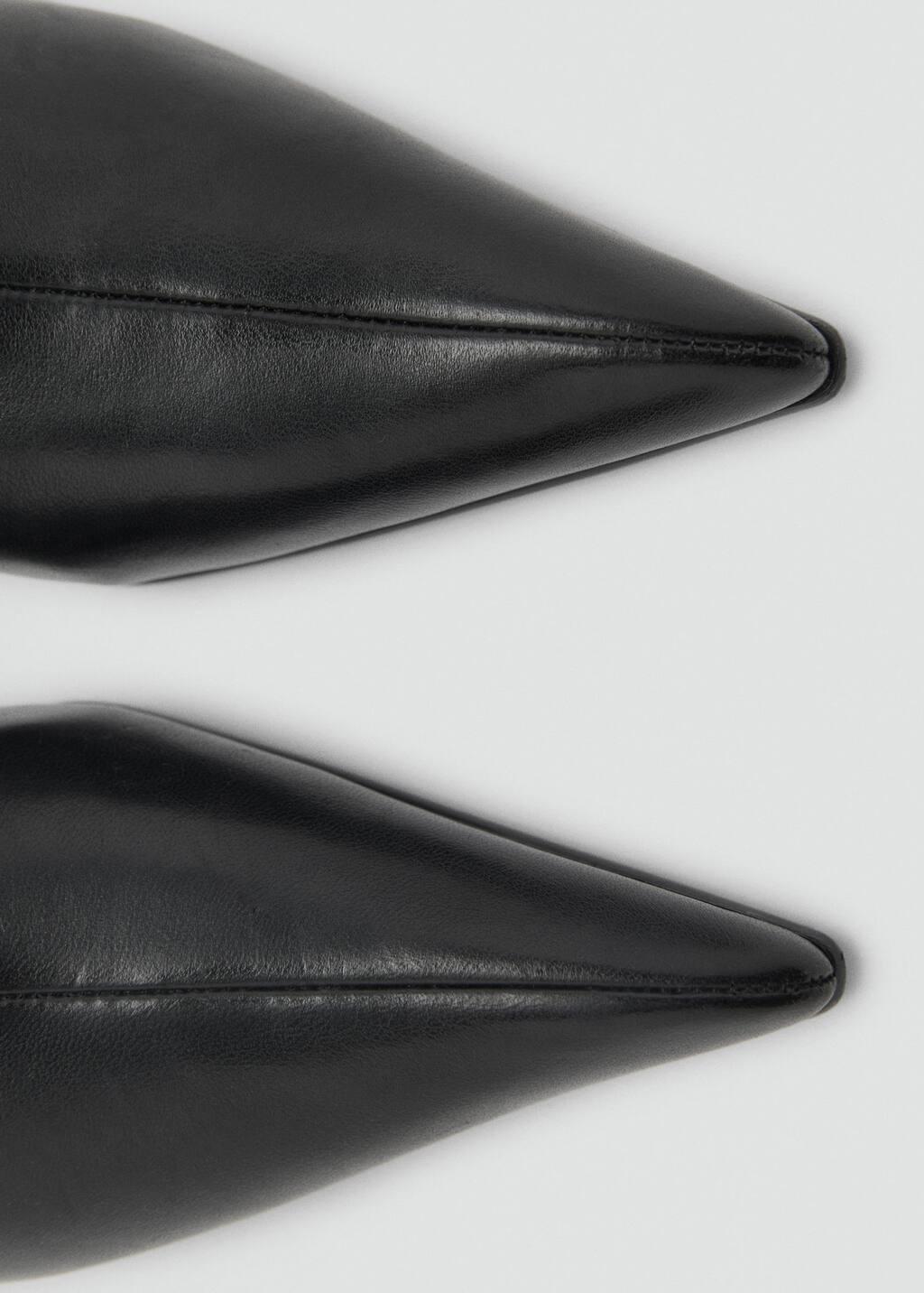 Black Leather Pointed Ankle Boots, , large image number 3