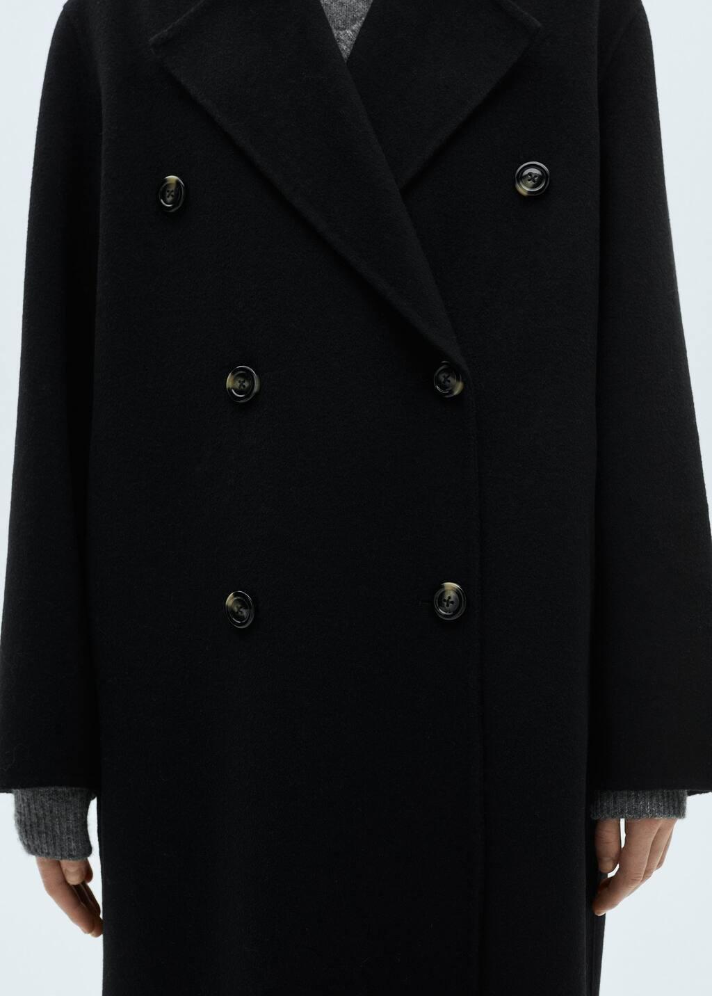 Black Handmade Oversized Wool Coat, , large image number 3