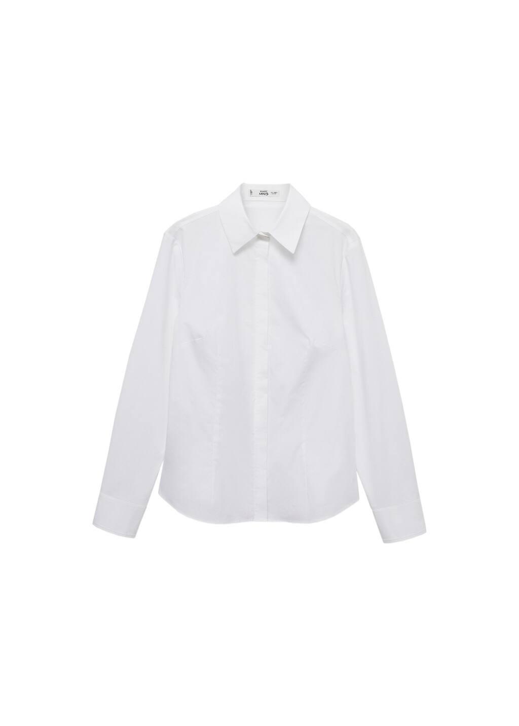 White Fitted Cotton Shirt, , large image number 3