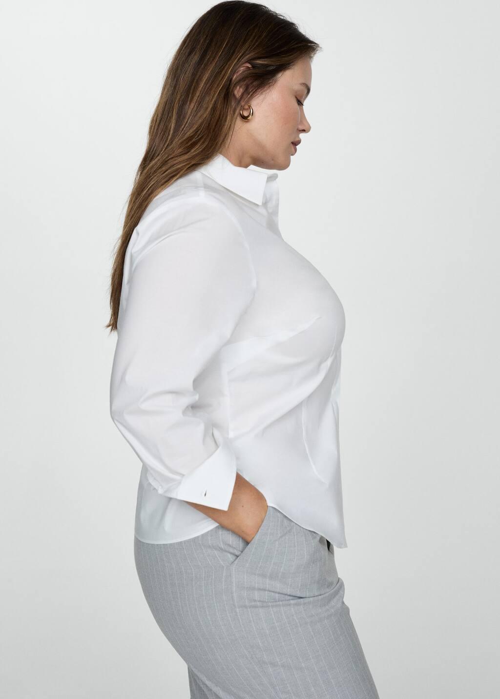 White Fitted Cotton Shirt, , large image number 5