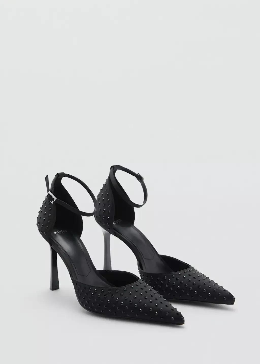 Black Crystal Heel Shoe, , large image number 0