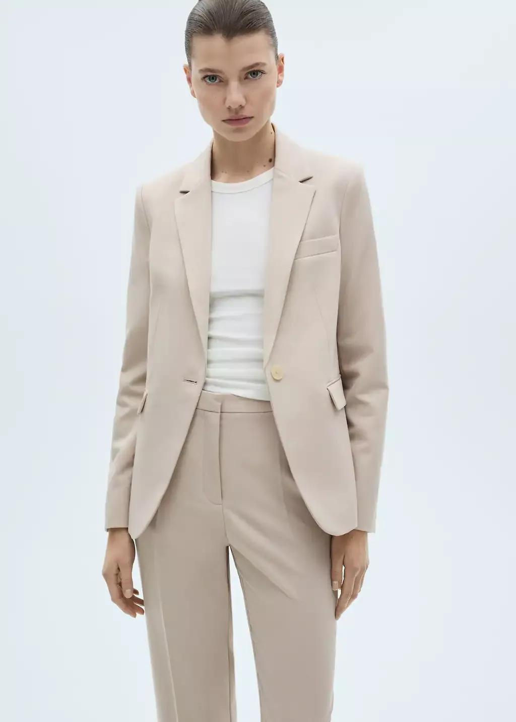 Grey Lt Pastel Fitted Suit Jacket, , large image number 0