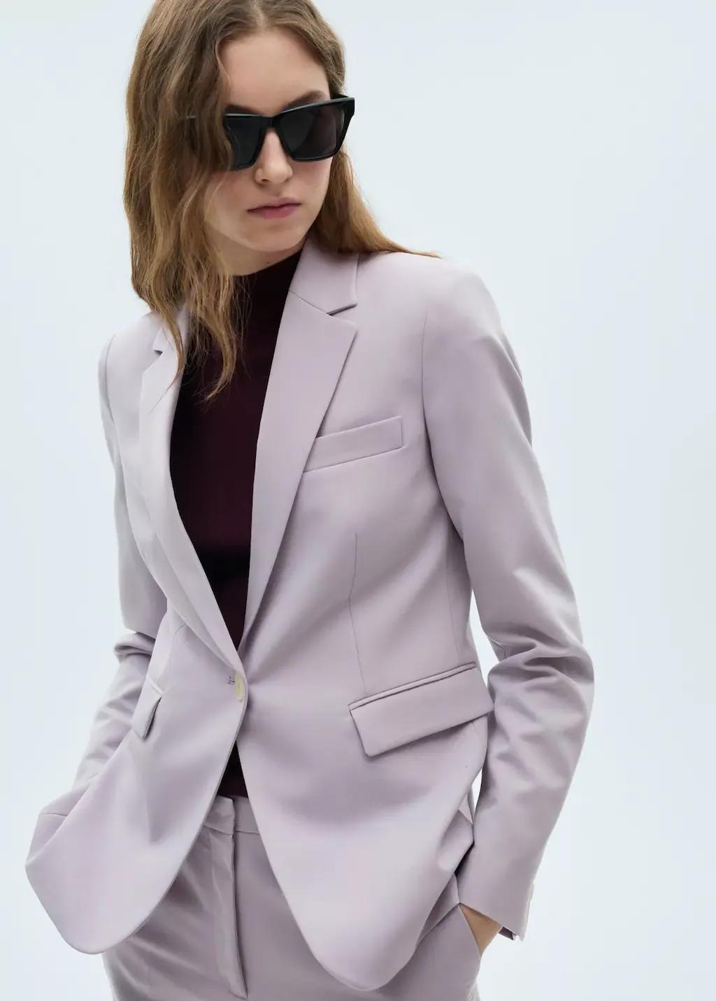 Purple Lt-Pastel Fitted Suit Jacket, , large image number 0