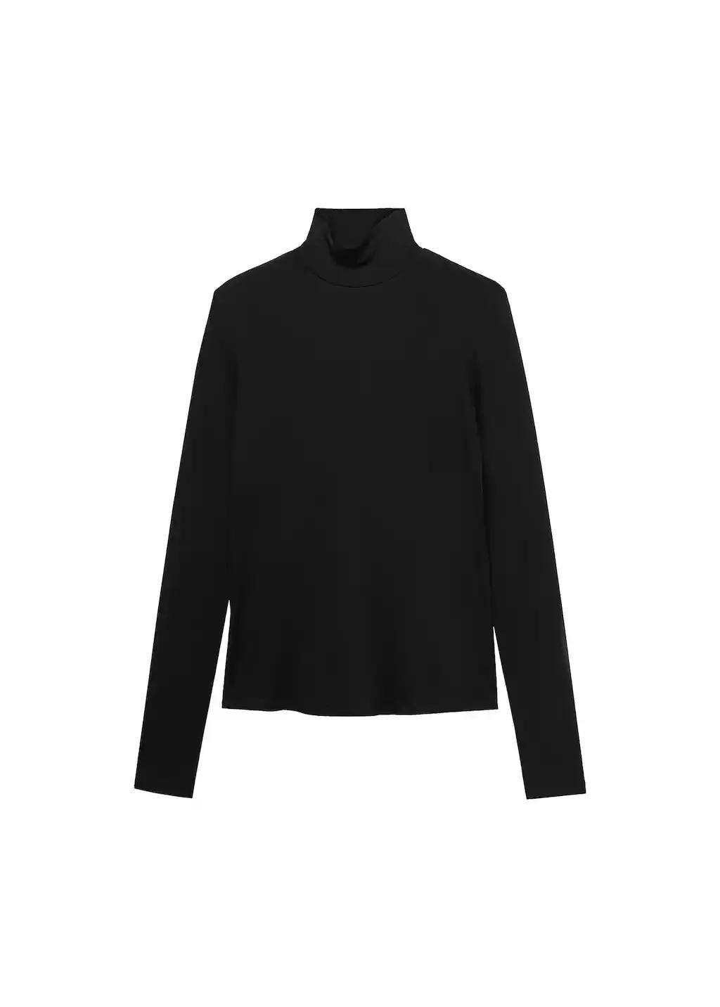 Black Turtleneck Long-Sleeved T-Shirt, , large image number 2