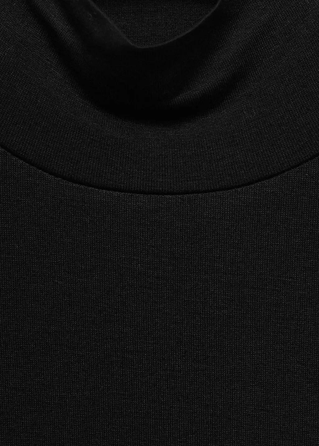 Black Turtleneck Long-Sleeved T-Shirt, , large image number 3