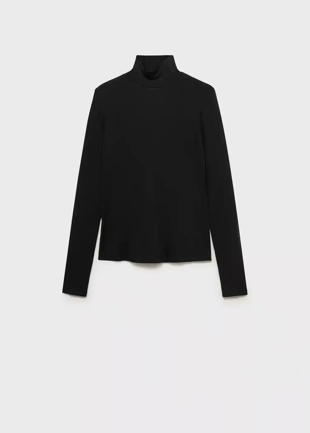 Black Turtleneck Long-Sleeved T-Shirt, , large image number 4