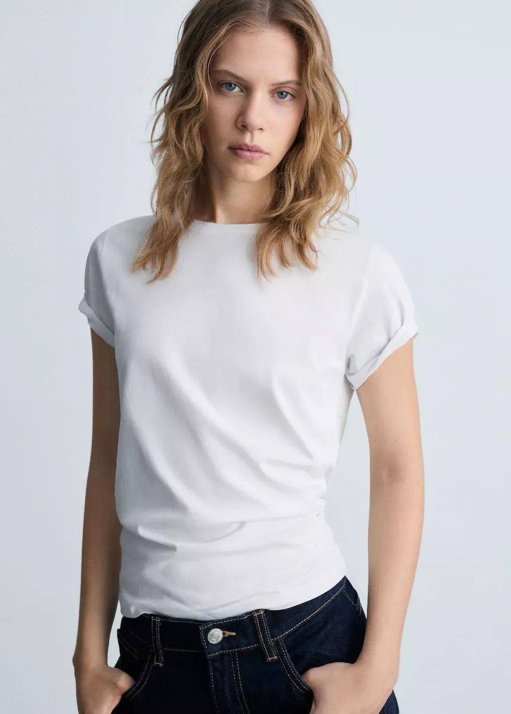 White Short-Sleeved Cotton T-Shirt, , medium