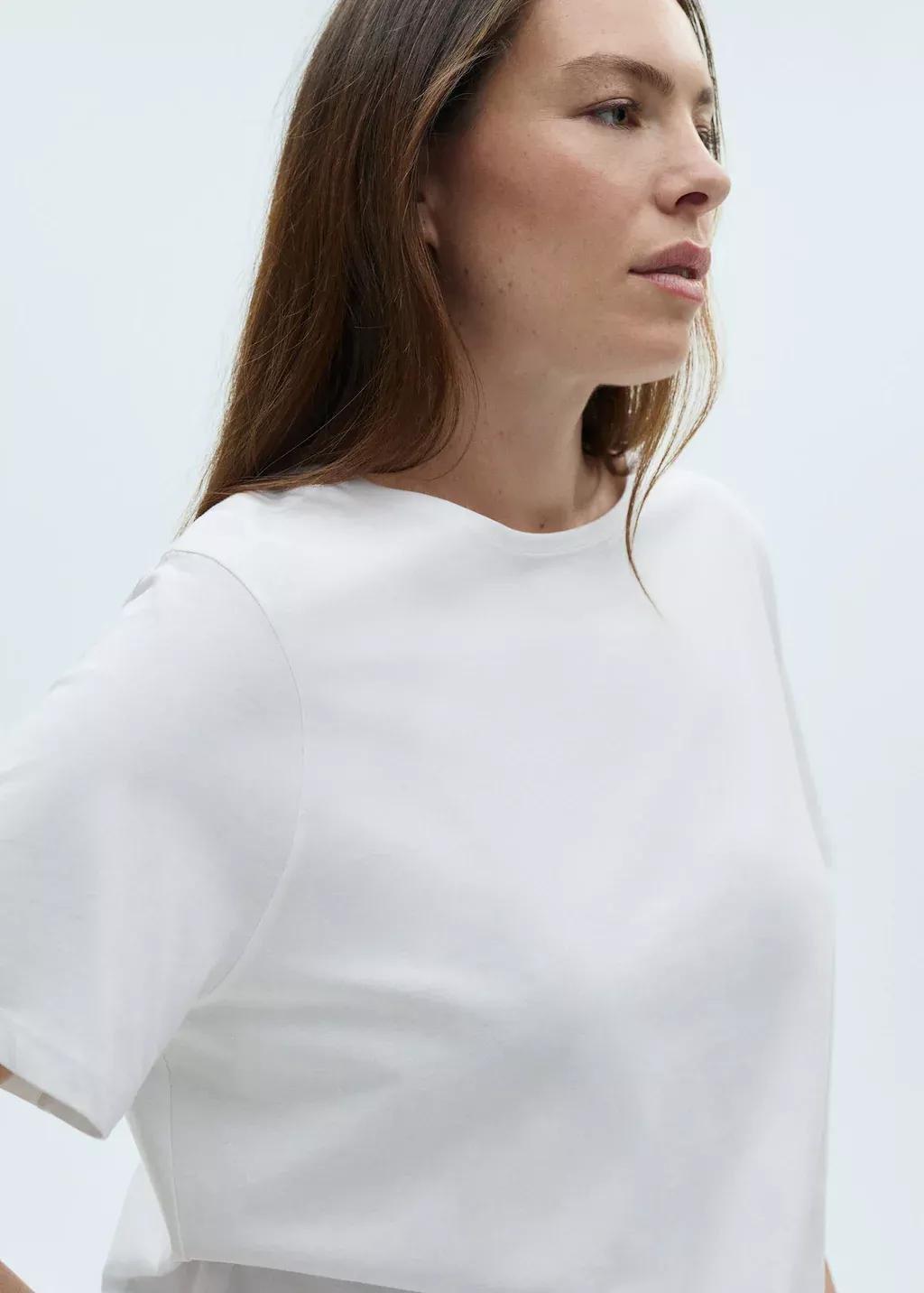 White Short-Sleeved Cotton T-Shirt, , large image number 5
