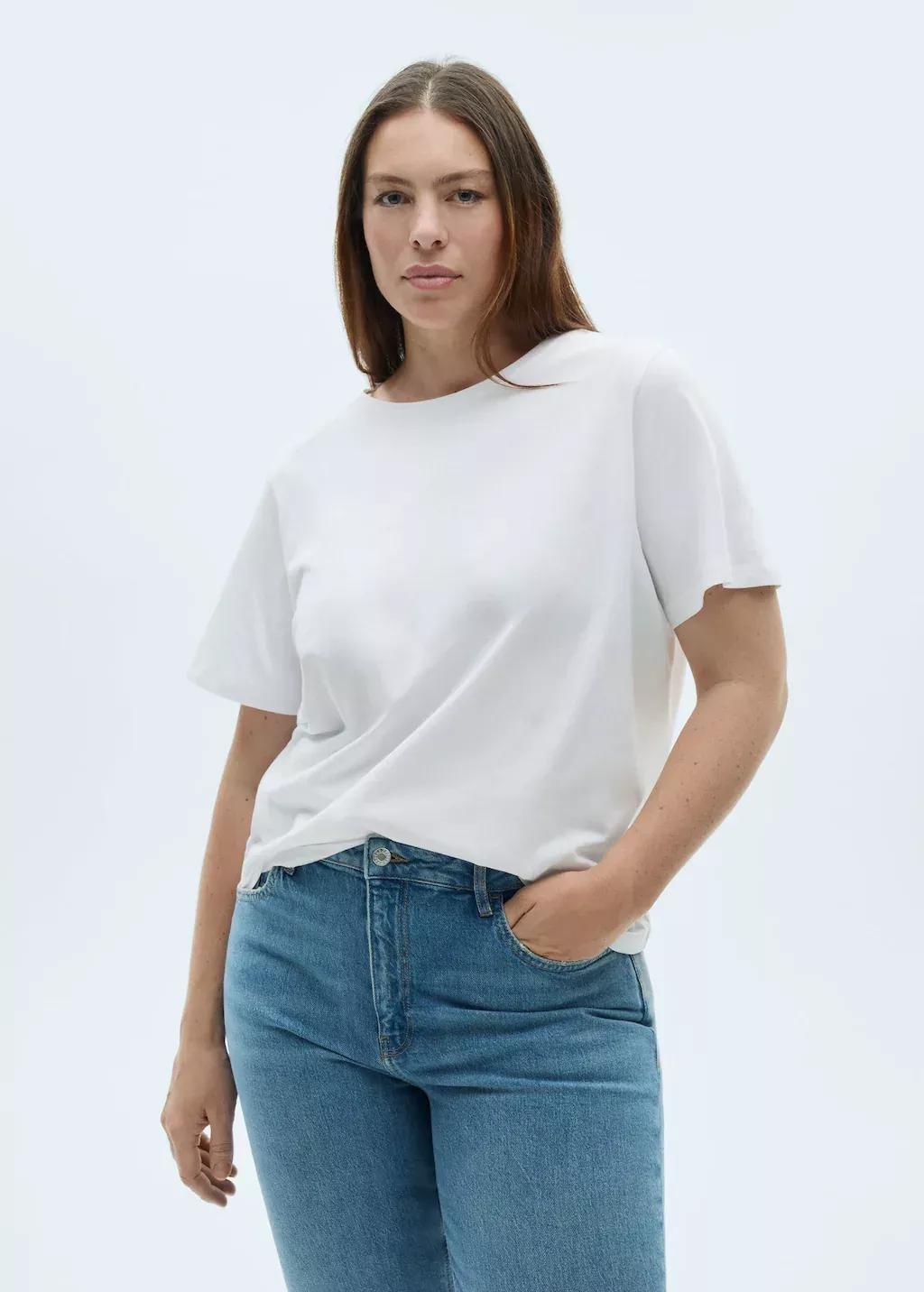 White Short-Sleeved Cotton T-Shirt, , large image number 6