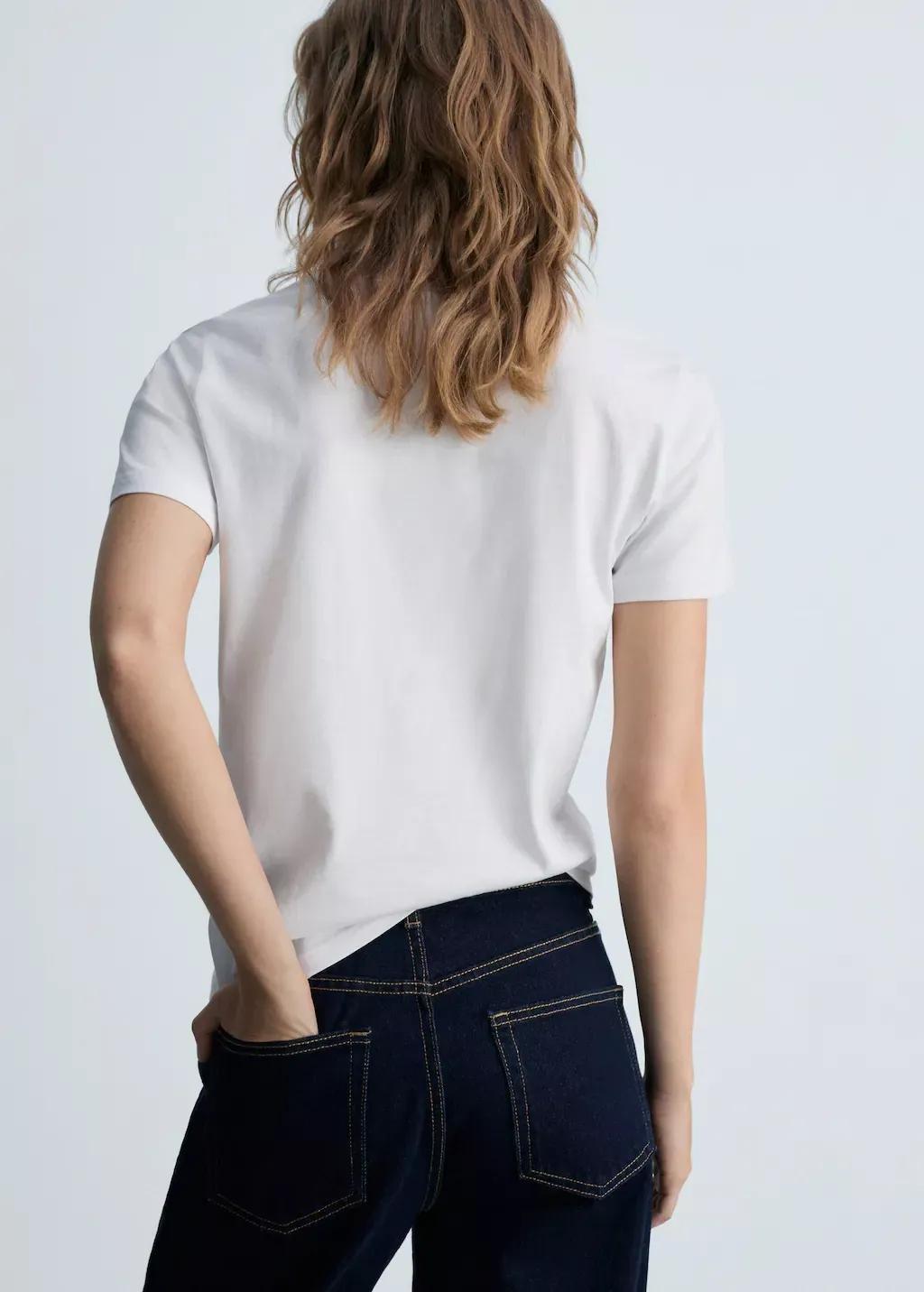 White Short-Sleeved Cotton T-Shirt, , large image number 8