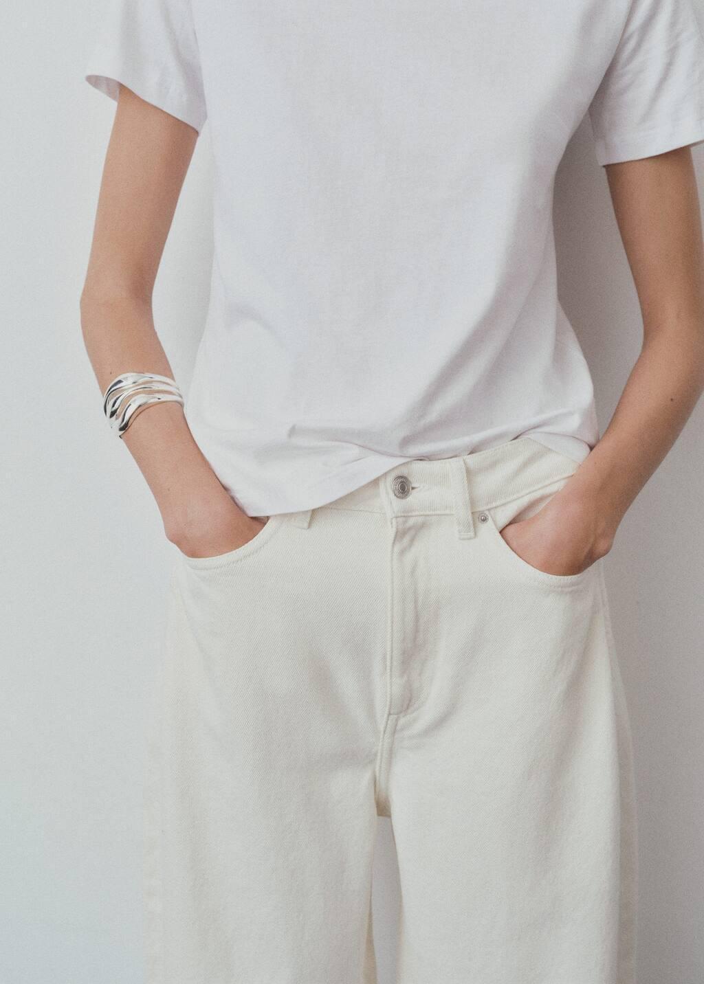 White Short-Sleeved Cotton T-Shirt, , large image number 9